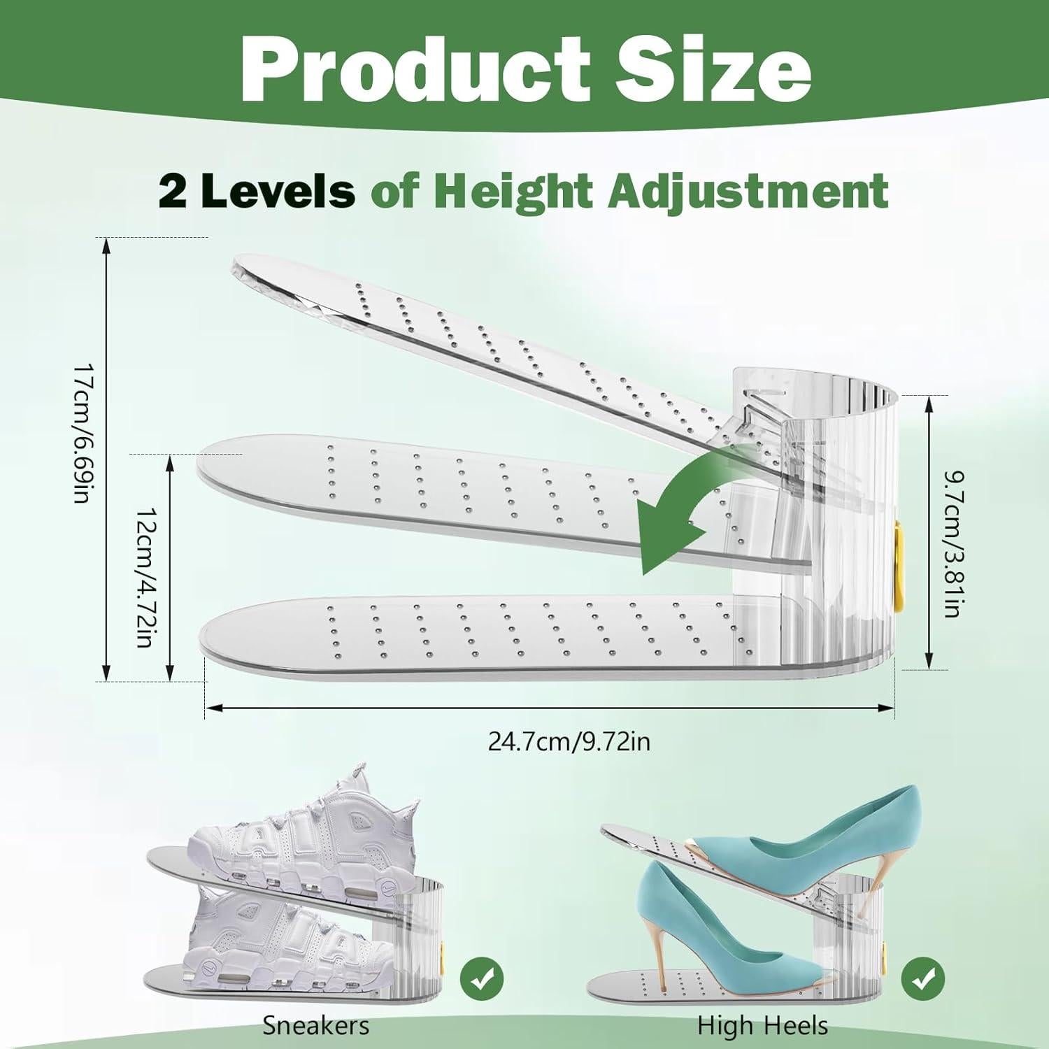 Organizador de Zapatos PureSprout Doble Nivel Transparente 10 Pzas