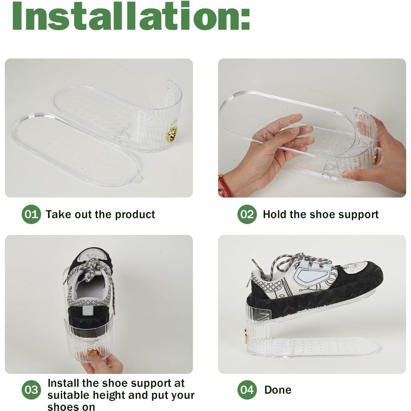 Organizador de Zapatos PureSprout Doble Nivel Transparente 10 Pzas