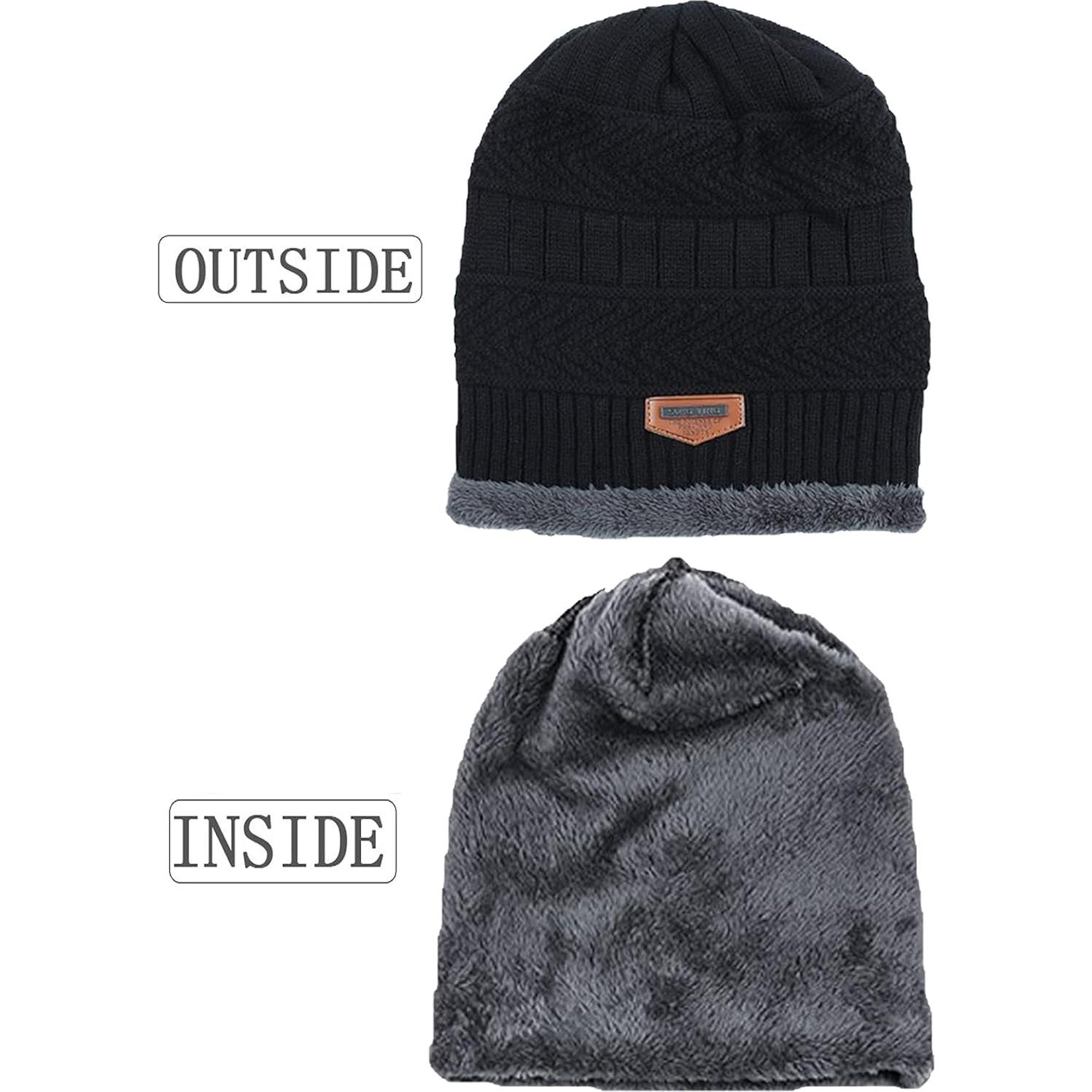 Gorras de Invierno Tejidas T WILKER + Bufanda Franela Niños 5-14 Años