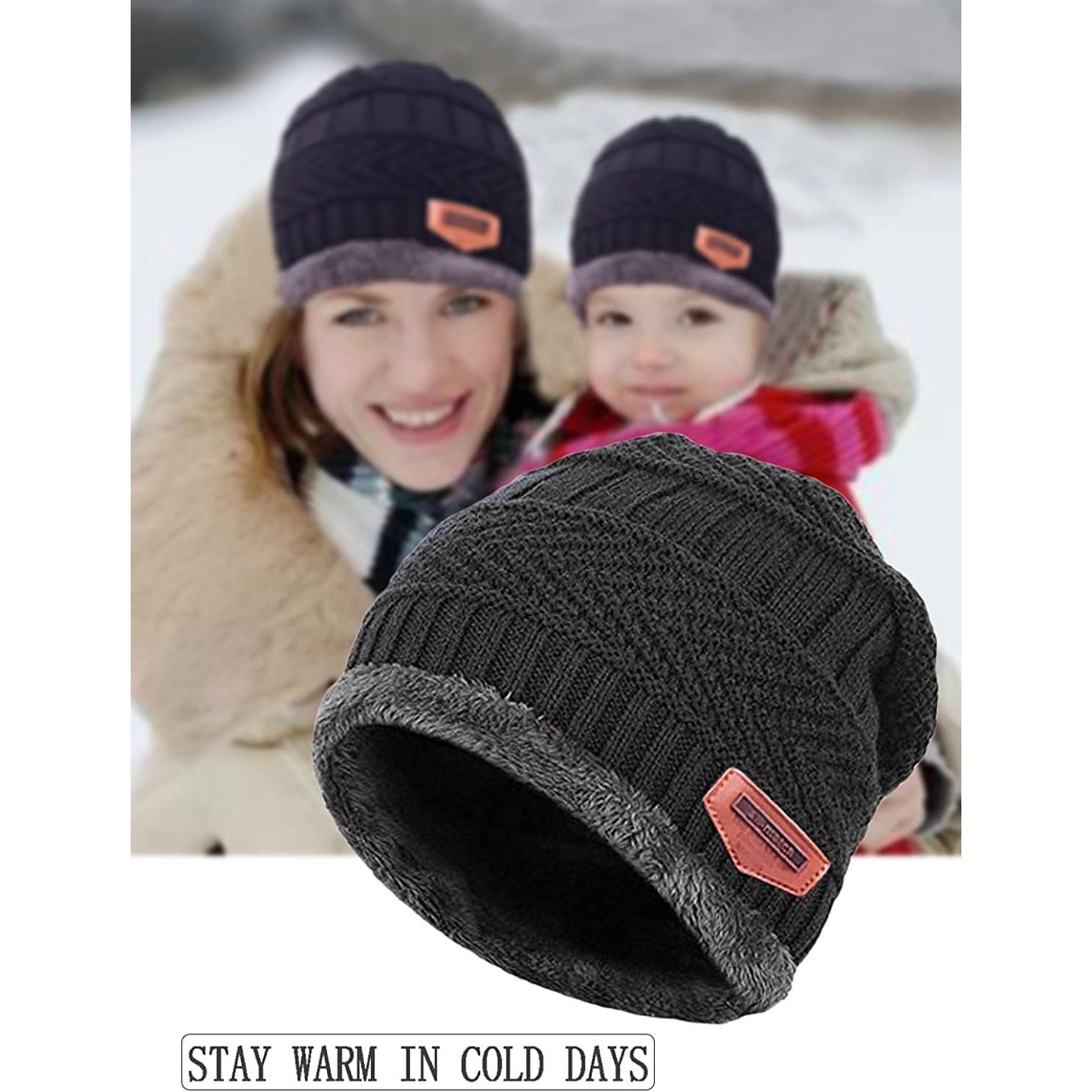 Gorras de Invierno Tejidas T WILKER + Bufanda Franela Niños 5-14 Años