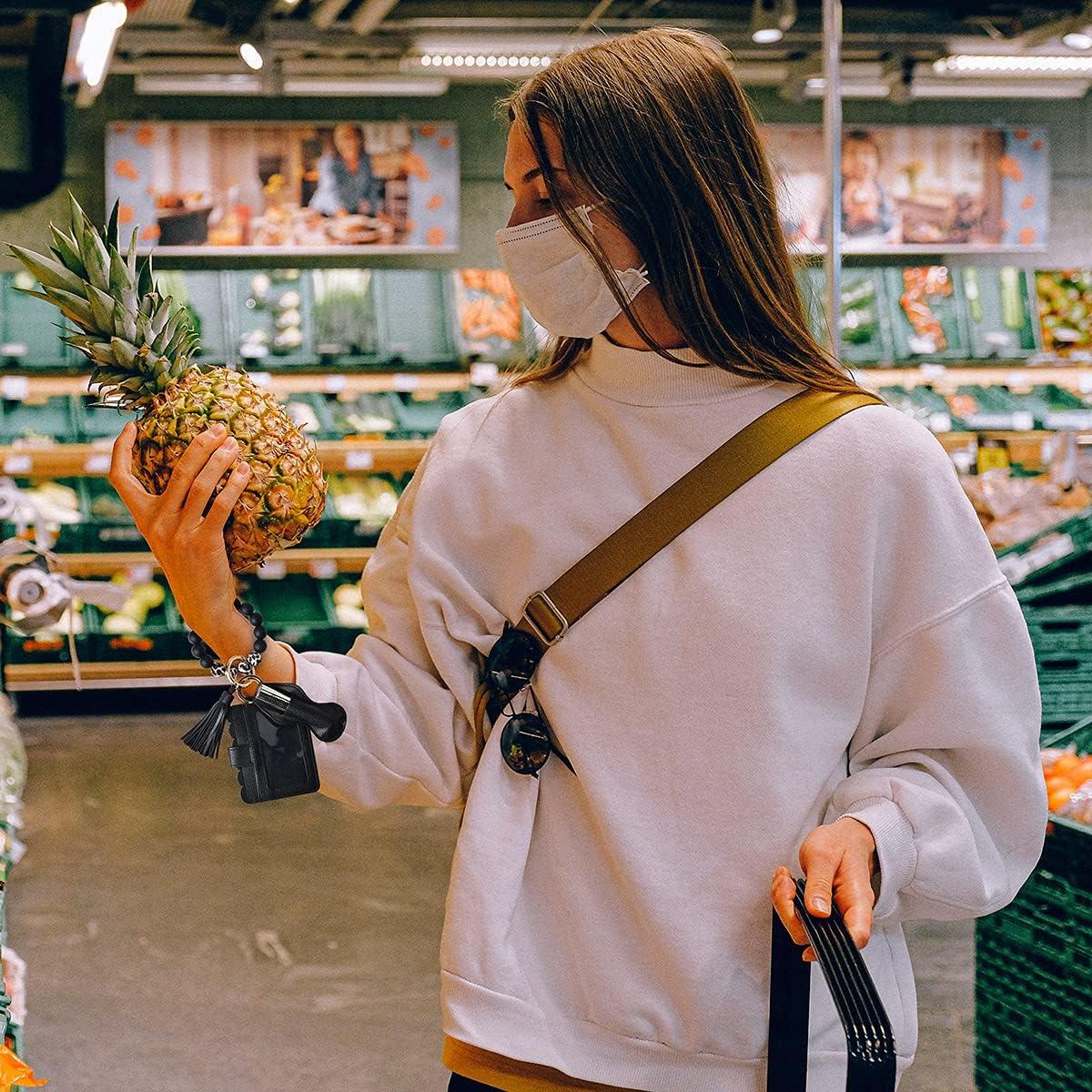 Llavero de Pulsera para Mujeres con Cuentas de Silicona y Borla