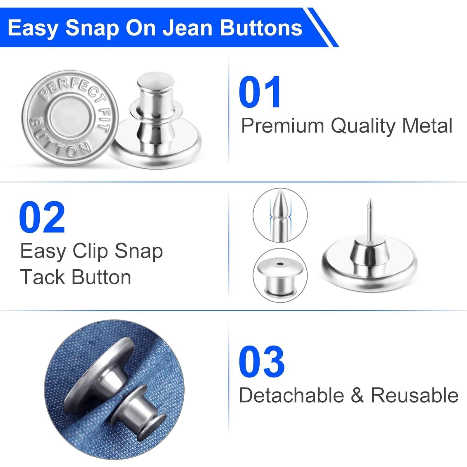 Botones de Reemplazo para Jeans Wgbon - 12 Piezas Ajustables