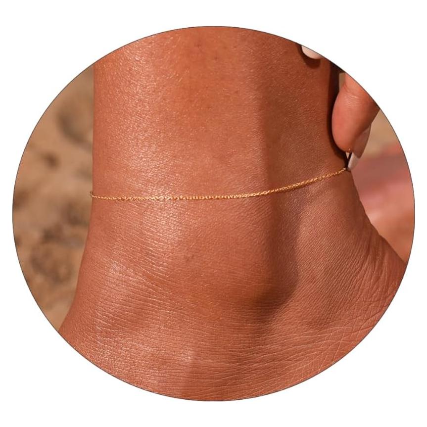 Pulsera de Tobillo MOLEVY Oro 18K y Plata Ajustable 21.1 cm