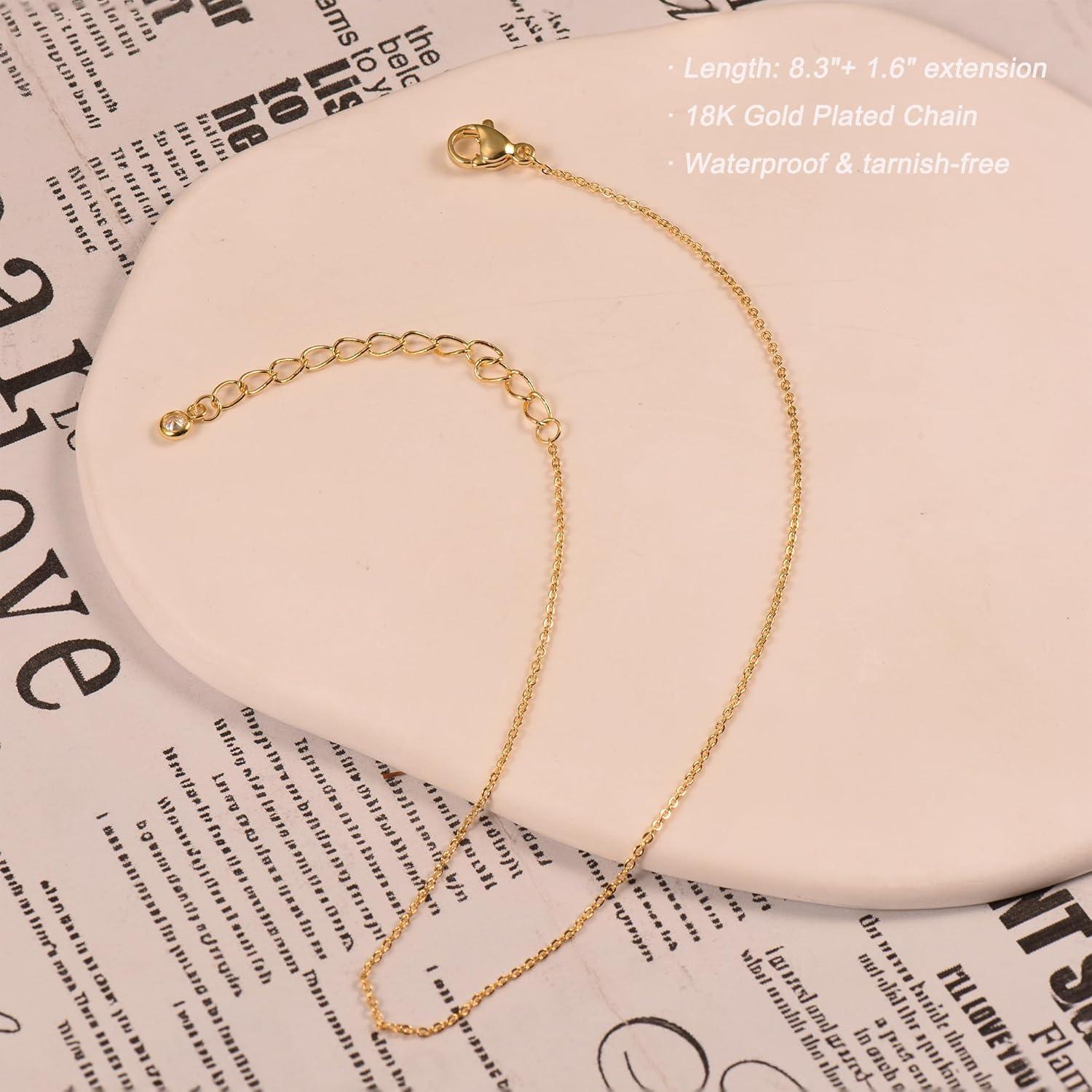 Pulsera de Tobillo MOLEVY Oro 18K y Plata Ajustable 21.1 cm