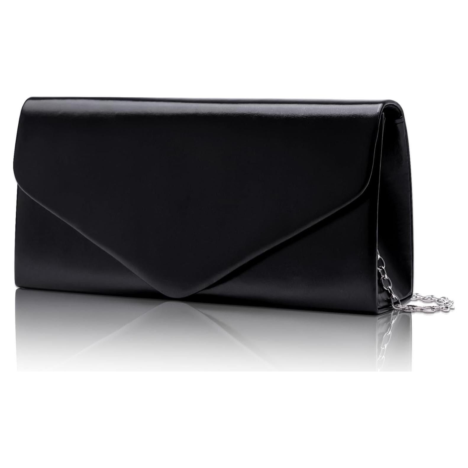 Clutch Larcenciel de Cuero Vegano Negro para Mujeres 22x11cm