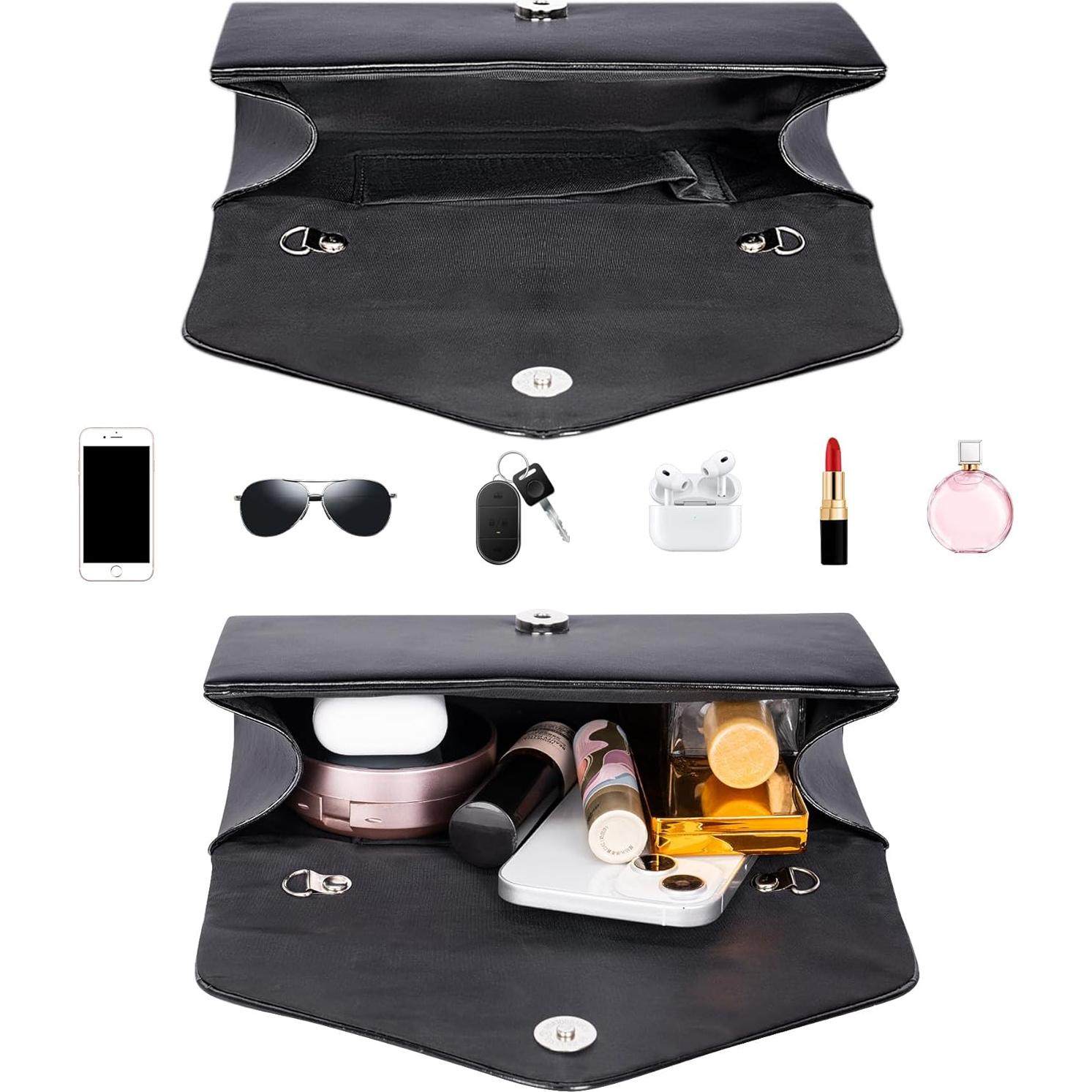 Clutch Larcenciel de Cuero Vegano Negro para Mujeres 22x11cm