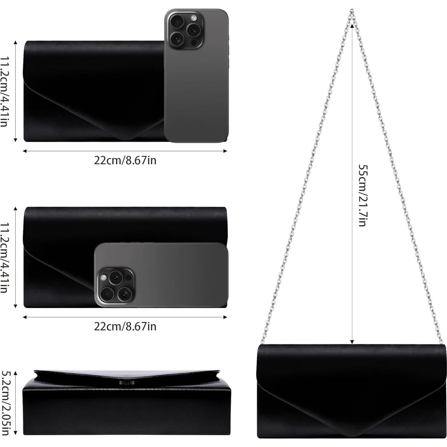 Clutch Larcenciel de Cuero Vegano Negro para Mujeres 22x11cm