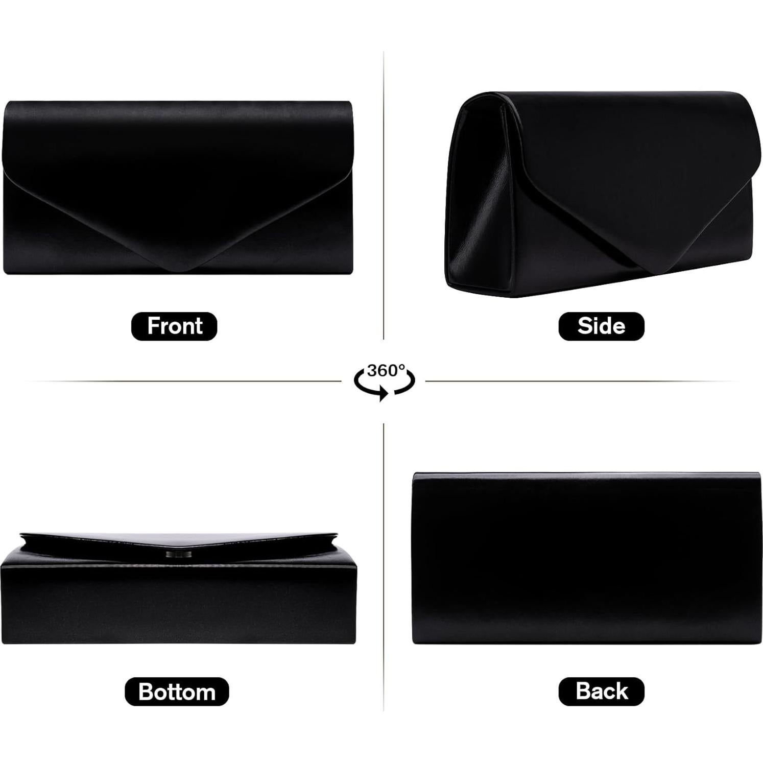Clutch Larcenciel de Cuero Vegano Negro para Mujeres 22x11cm