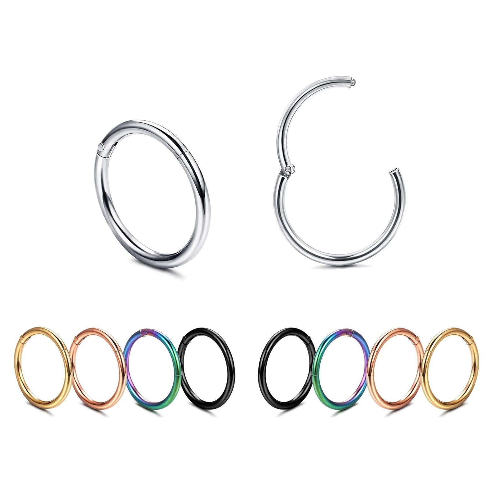 10 Aros de Septum Besteel Acero Quirúrgico 316L 8/10/12MM