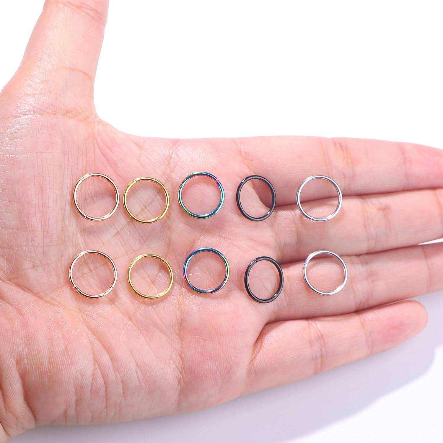 10 Aros de Septum Besteel Acero Quirúrgico 316L 8/10/12MM