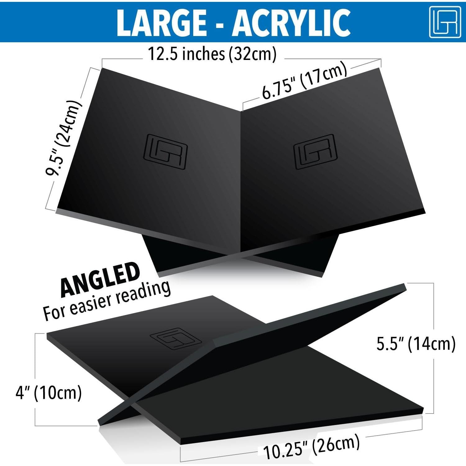 Soporte de Libros Acrílico Baseline IGR Grande Negro 32x24x14 cm
