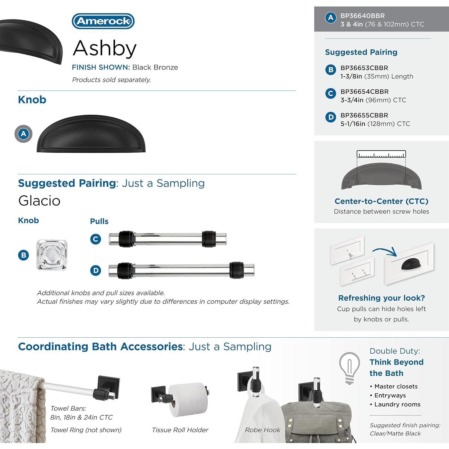 Tirador de Taza Amerock Ashby Bronce Negro 76/102 mm