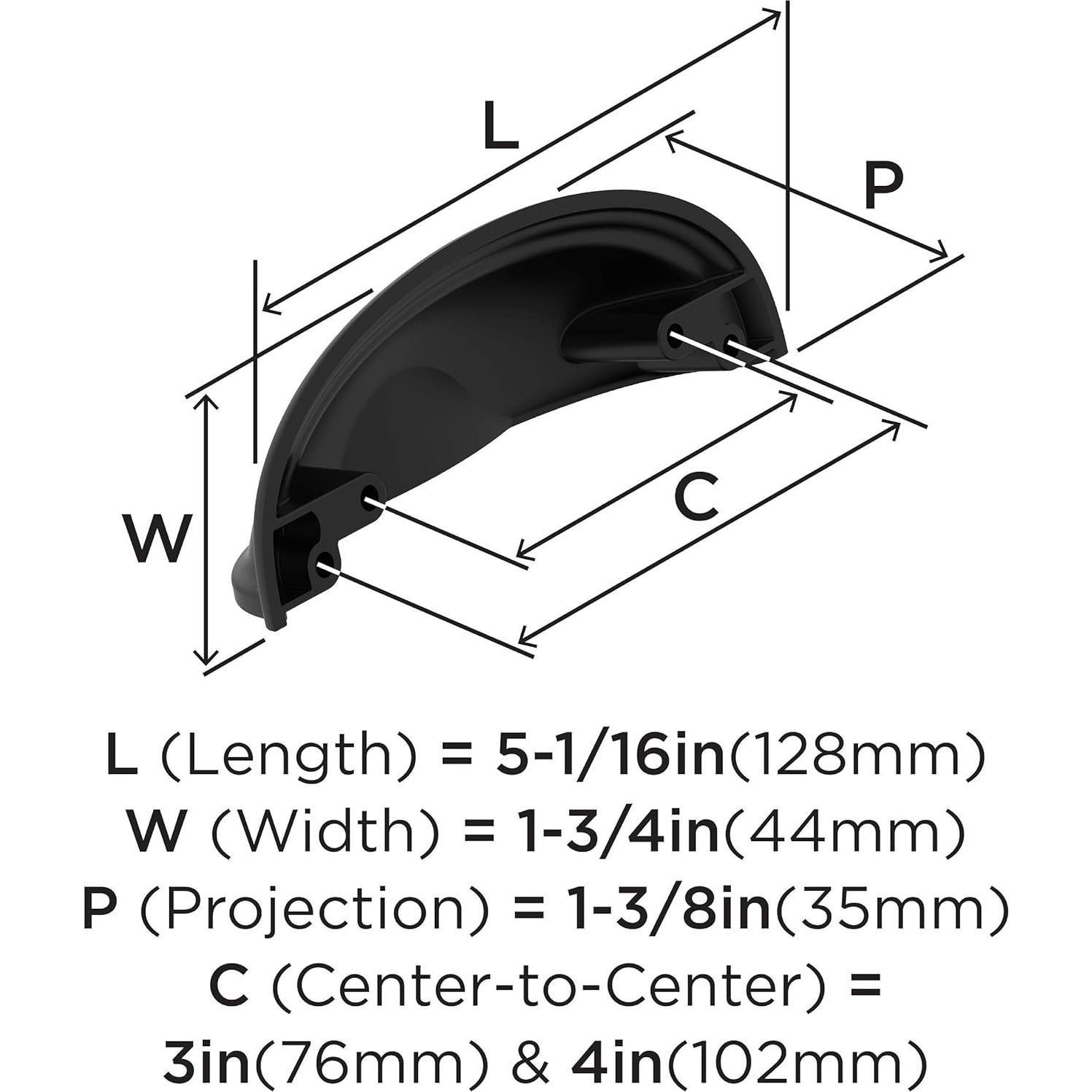 Tirador de Taza Amerock Ashby Bronce Negro 76/102 mm