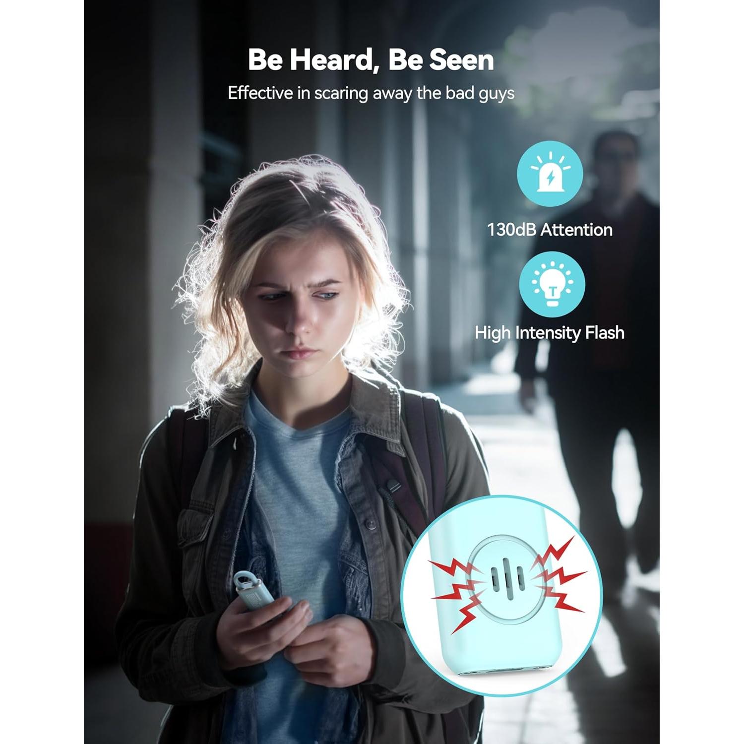 Alarma Personal TECKNET Recargable 130dB con Luz SOS - 2 Pzs