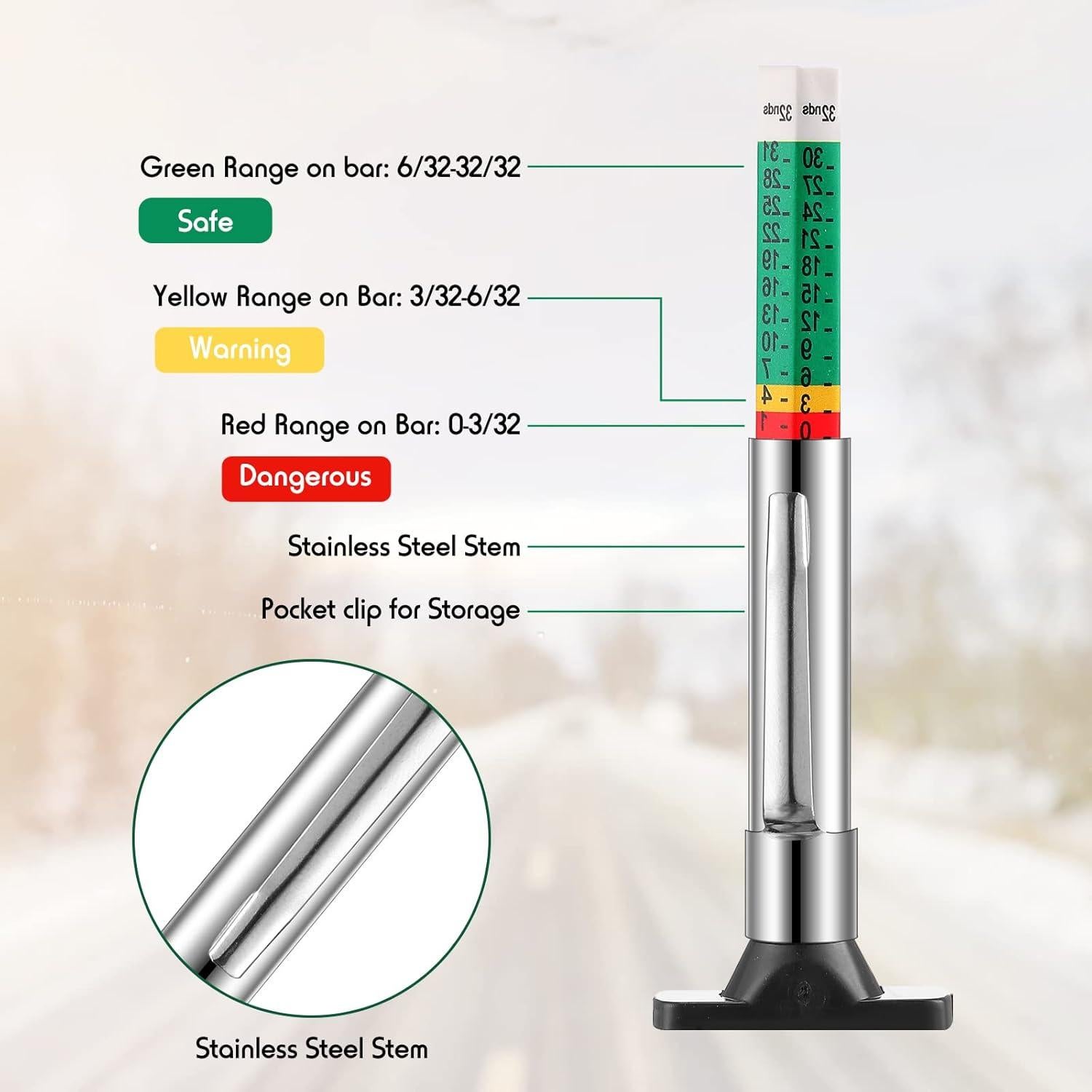 Juego de Medidores de Profundidad de Neumáticos y Freno Amylove - 15 Piezas