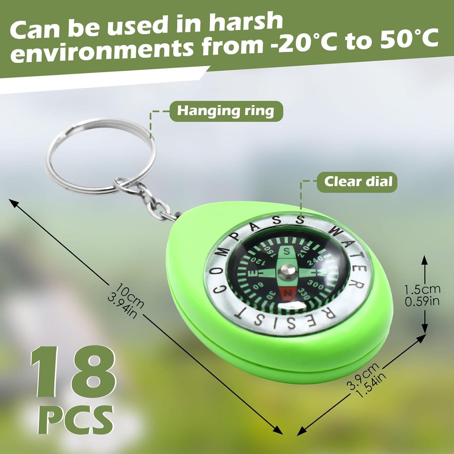 18 Mini Brújulas de Supervivencia Janinka para Niños Verde