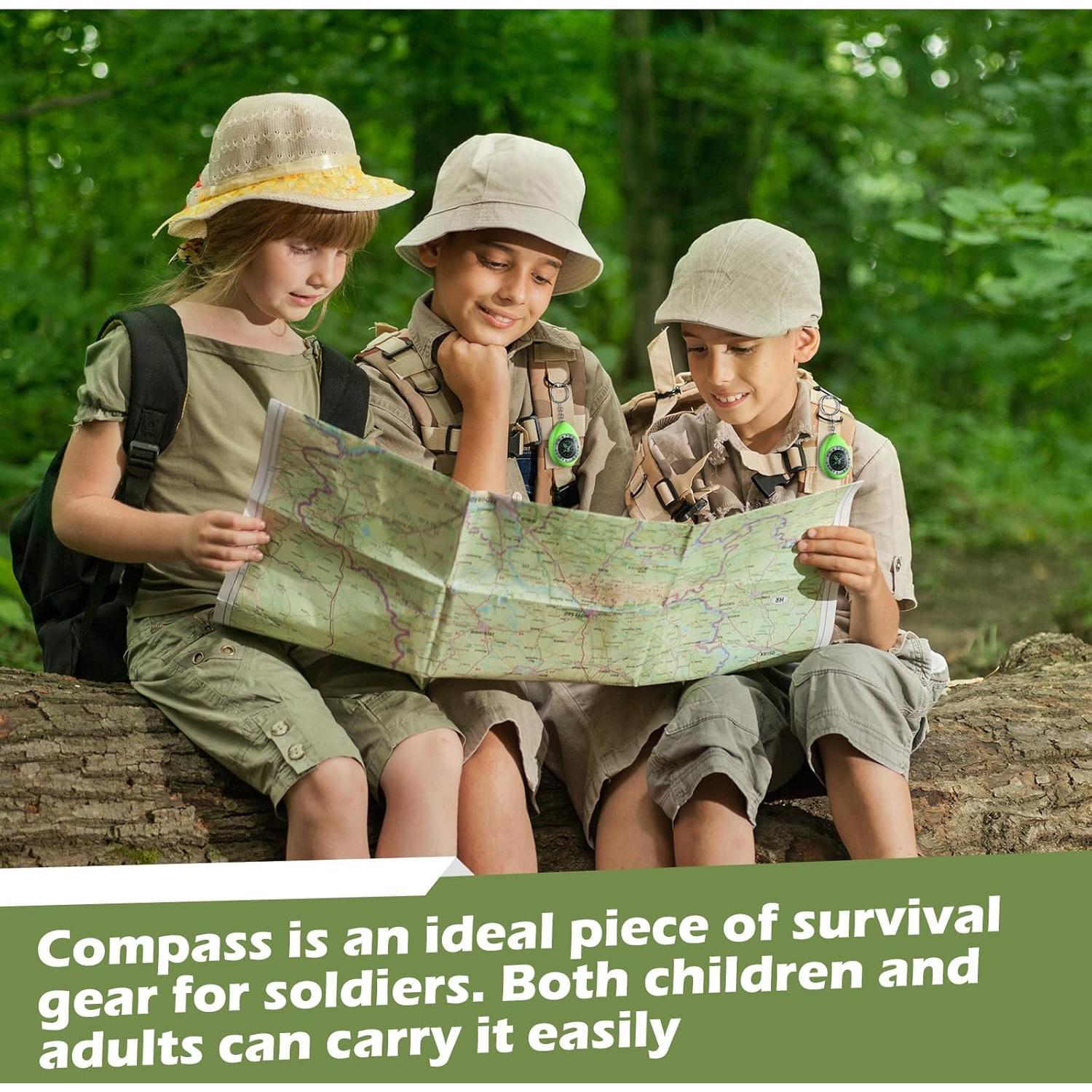 18 Mini Brújulas de Supervivencia Janinka para Niños Verde