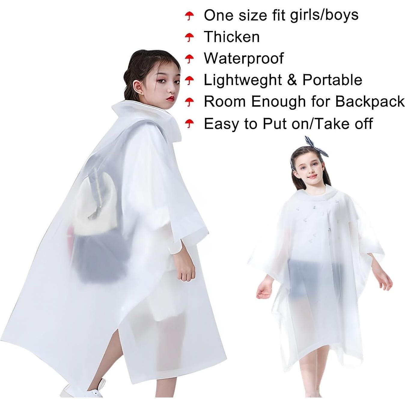 Ponchos de Lluvia KUNYUN para Niños - 2 Paquetes, Talla Única