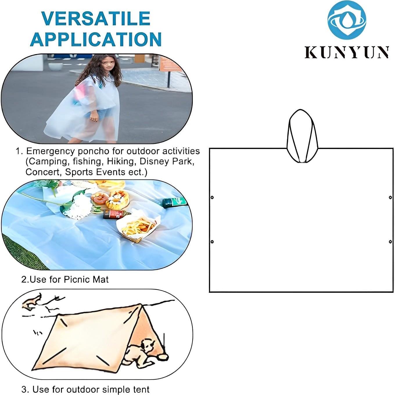 Ponchos de Lluvia KUNYUN para Niños - 2 Paquetes, Talla Única