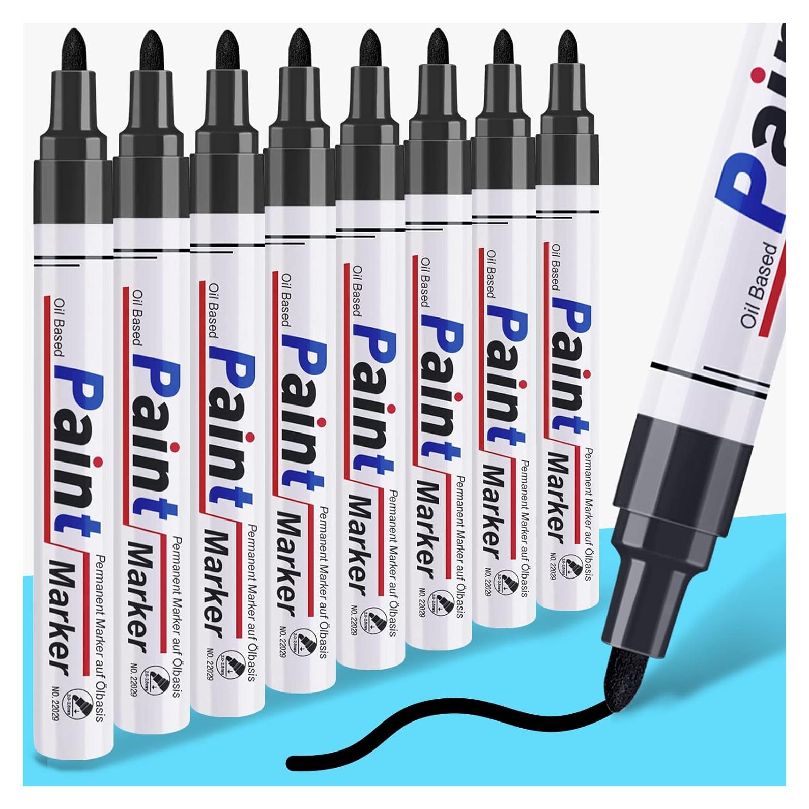 Marcadores de Pintura Negra DAPAWIN - 8 Plumas, Punta Media, Secado Rápido