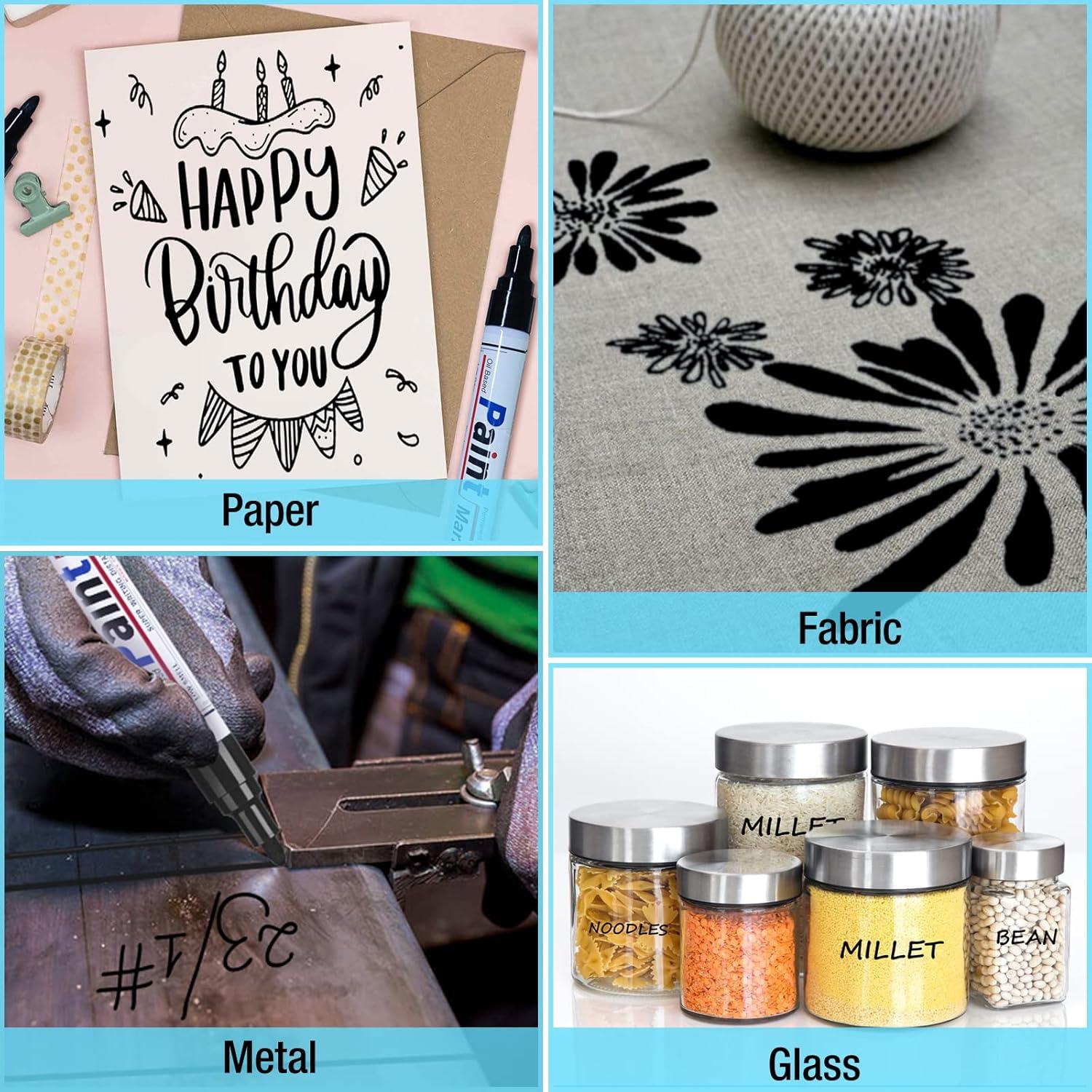 Marcadores de Pintura Negra DAPAWIN - 8 Plumas, Punta Media, Secado Rápido