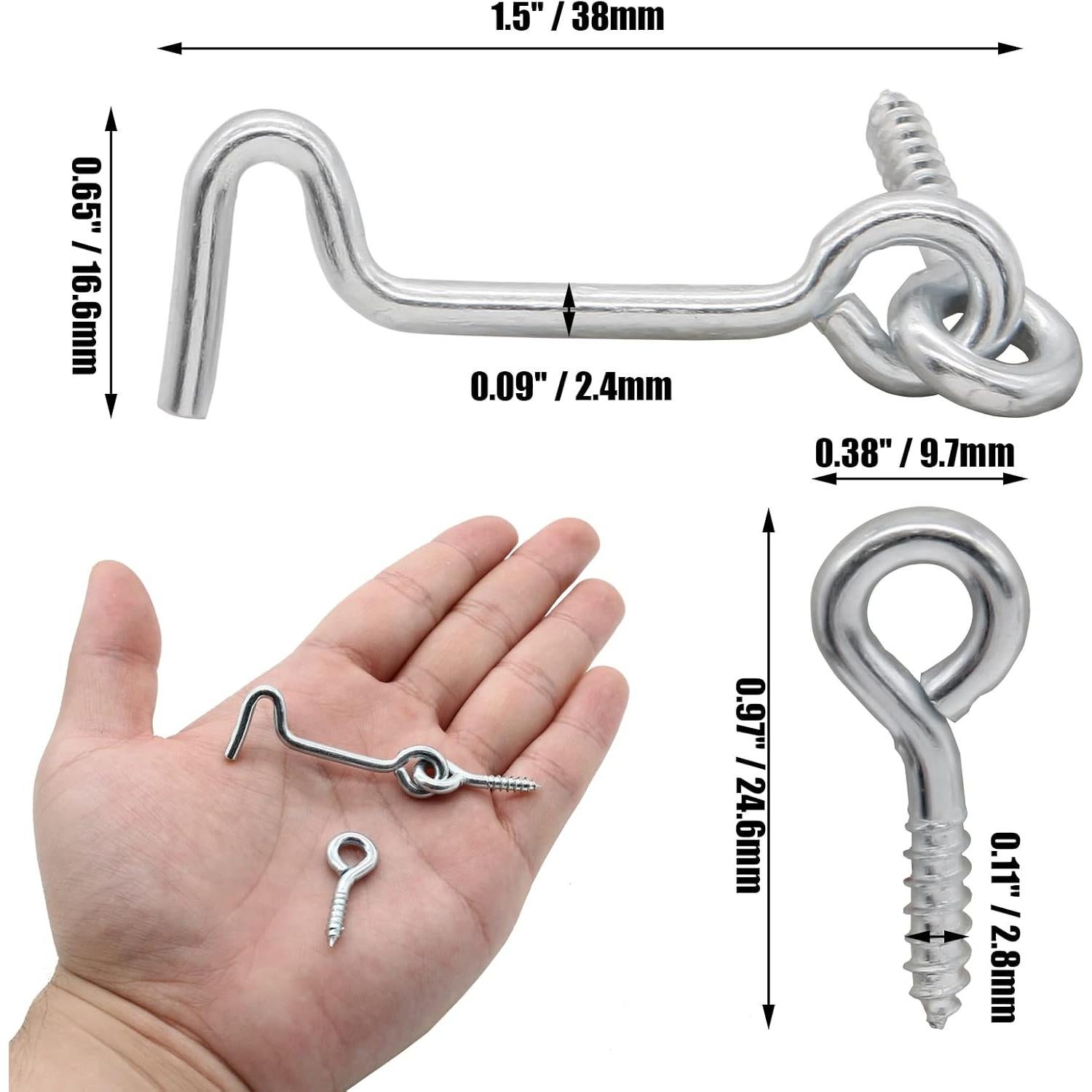 Cierre Ojo Giratorio Plateado Jersvimc 38mm - 8 Piezas