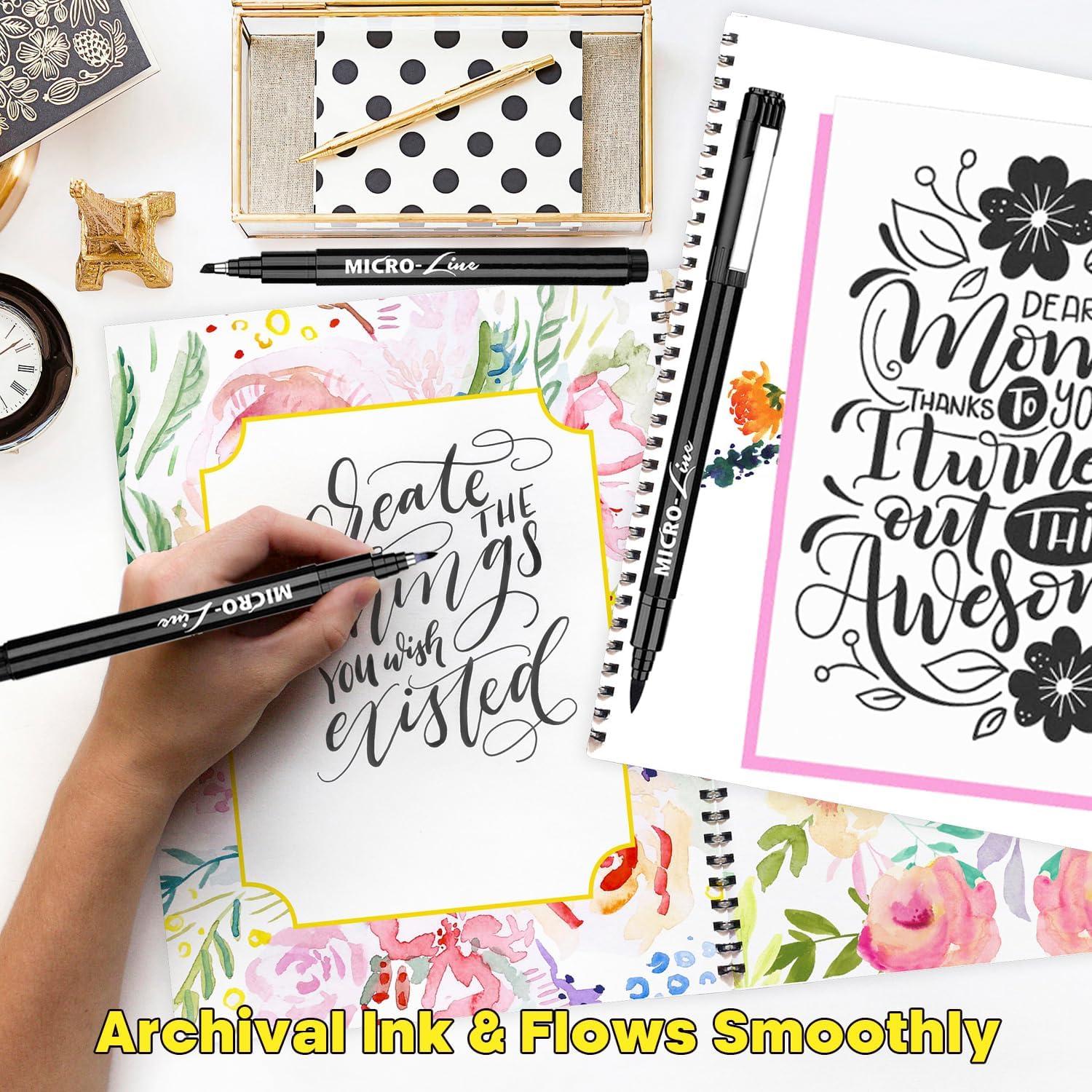 Juego de Plumas de Caligrafía Dyvicl - 8 Tamaños, Tinta Negra