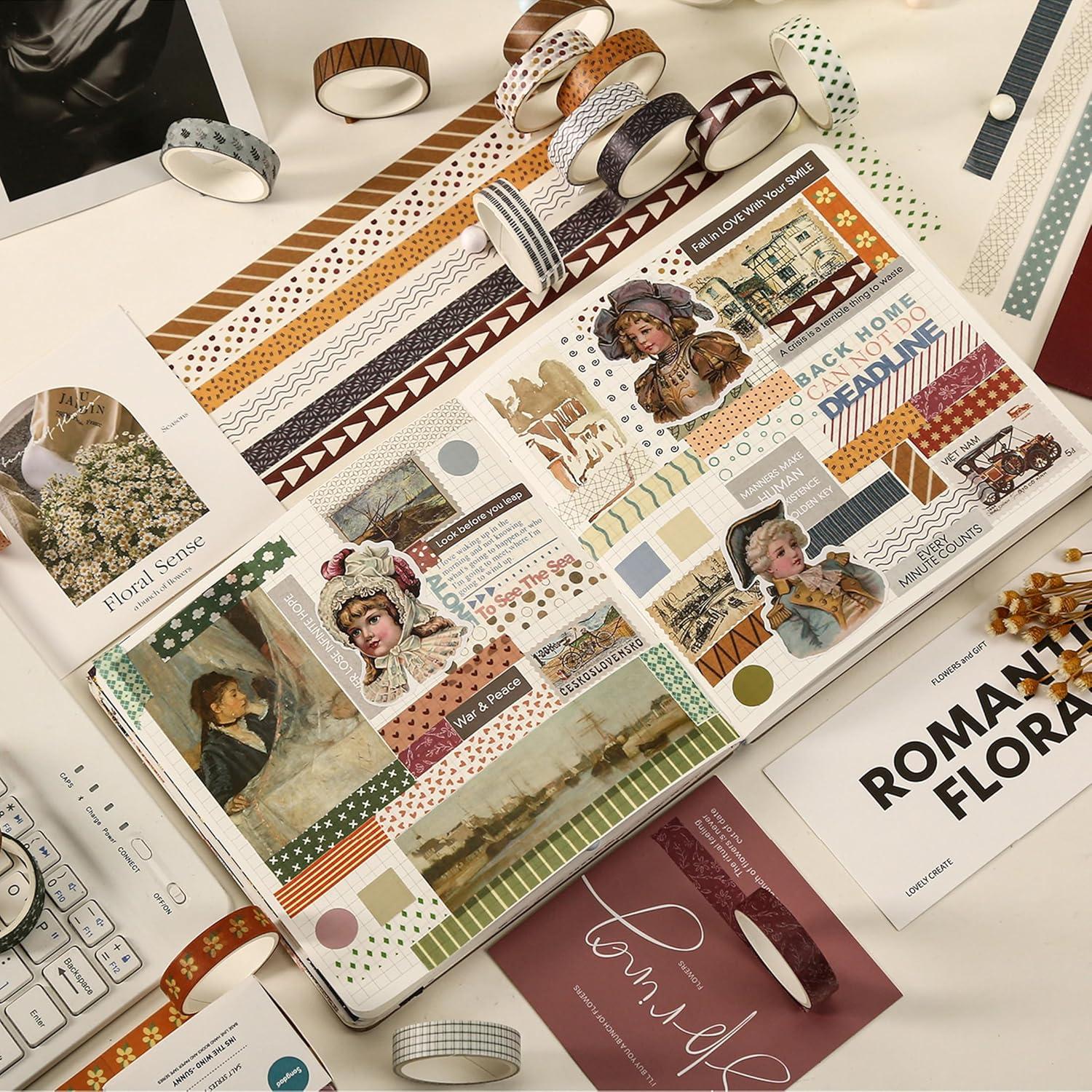 Cinta Washi YUBBAEX 20 Rollos 10mm x 2m Patrones Vibrantes