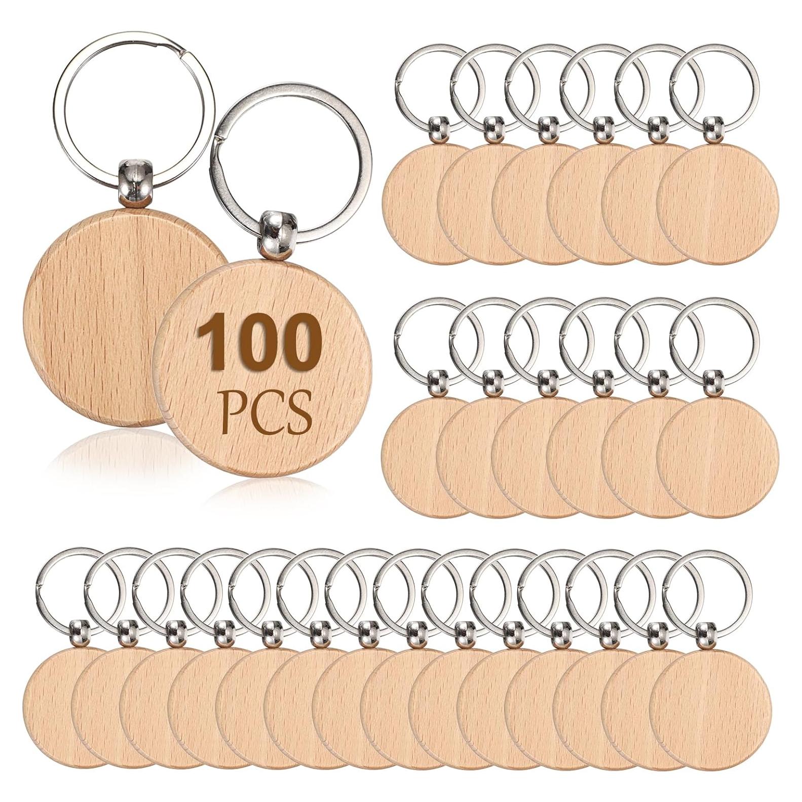 Etiquetas de Llave de Madera JUXYES 100 PCS 40mm para Grabado