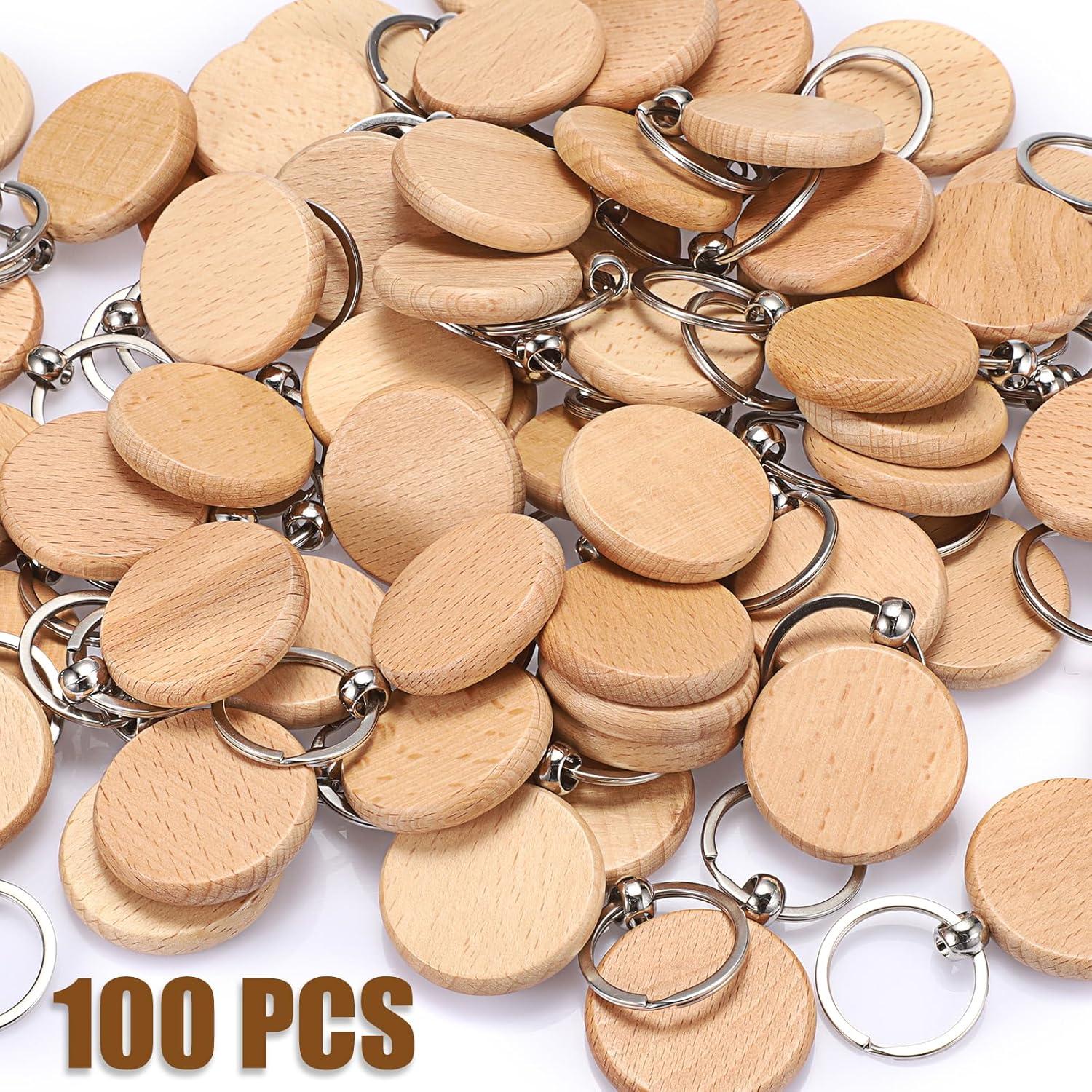 Etiquetas de Llave de Madera JUXYES 100 PCS 40mm para Grabado
