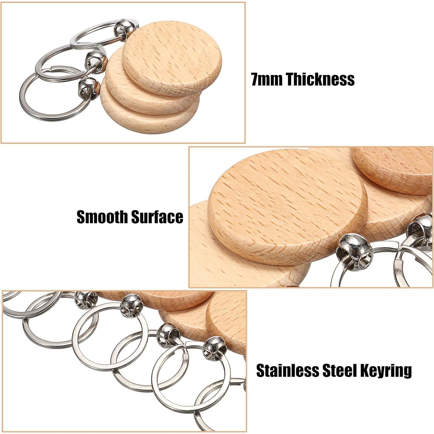 Etiquetas de Llave de Madera JUXYES 100 PCS 40mm para Grabado