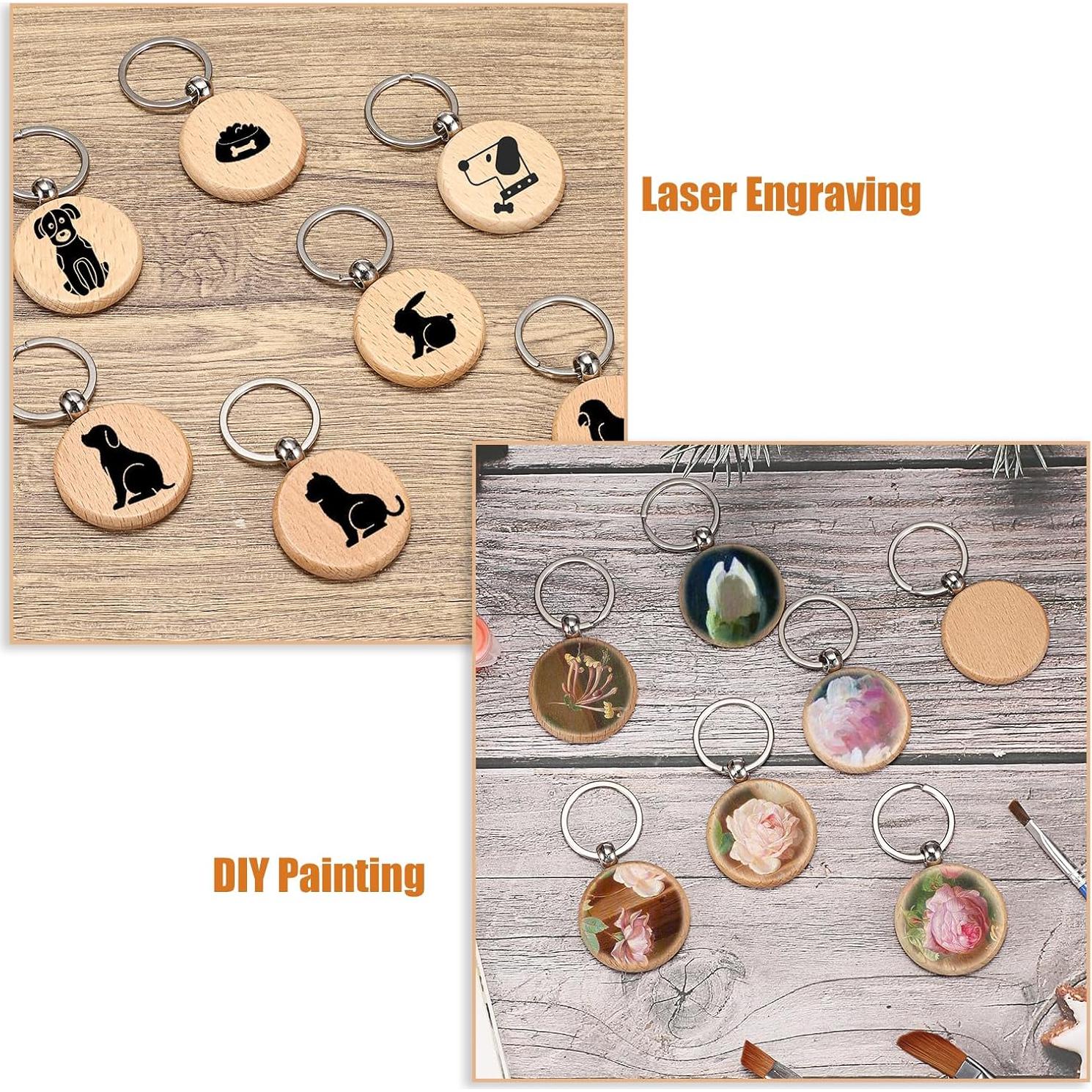 Etiquetas de Llave de Madera JUXYES 100 PCS 40mm para Grabado