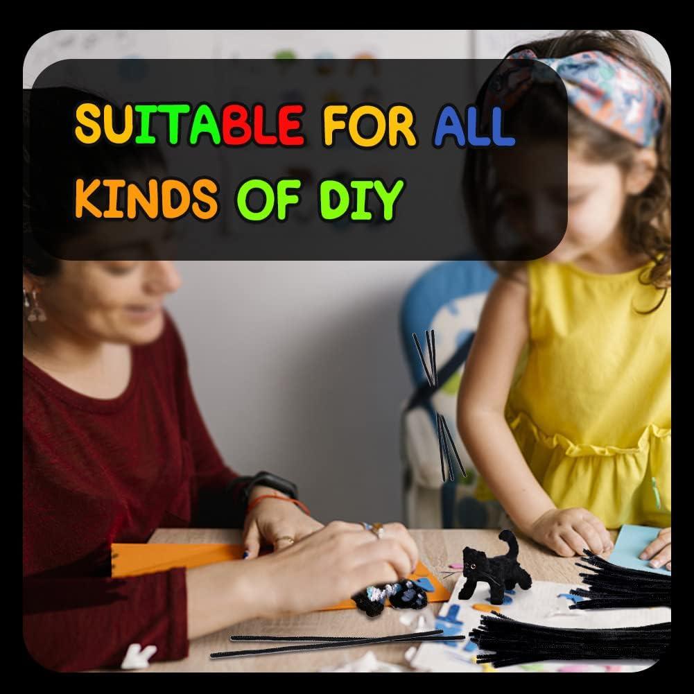 180 Limpiadores de Tubos Chenille Negros SHWAKK 30 cm Manualidades