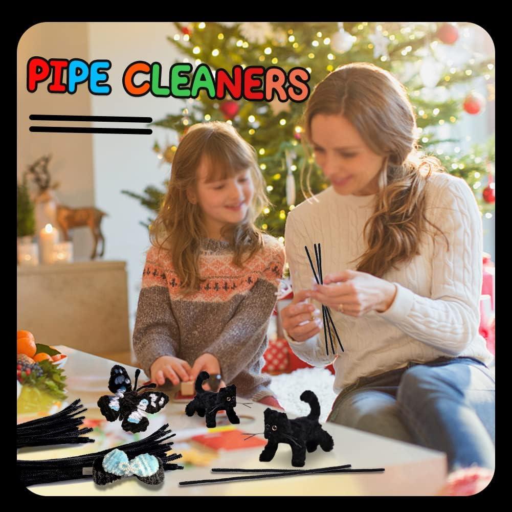 180 Limpiadores de Tubos Chenille Negros SHWAKK 30 cm Manualidades