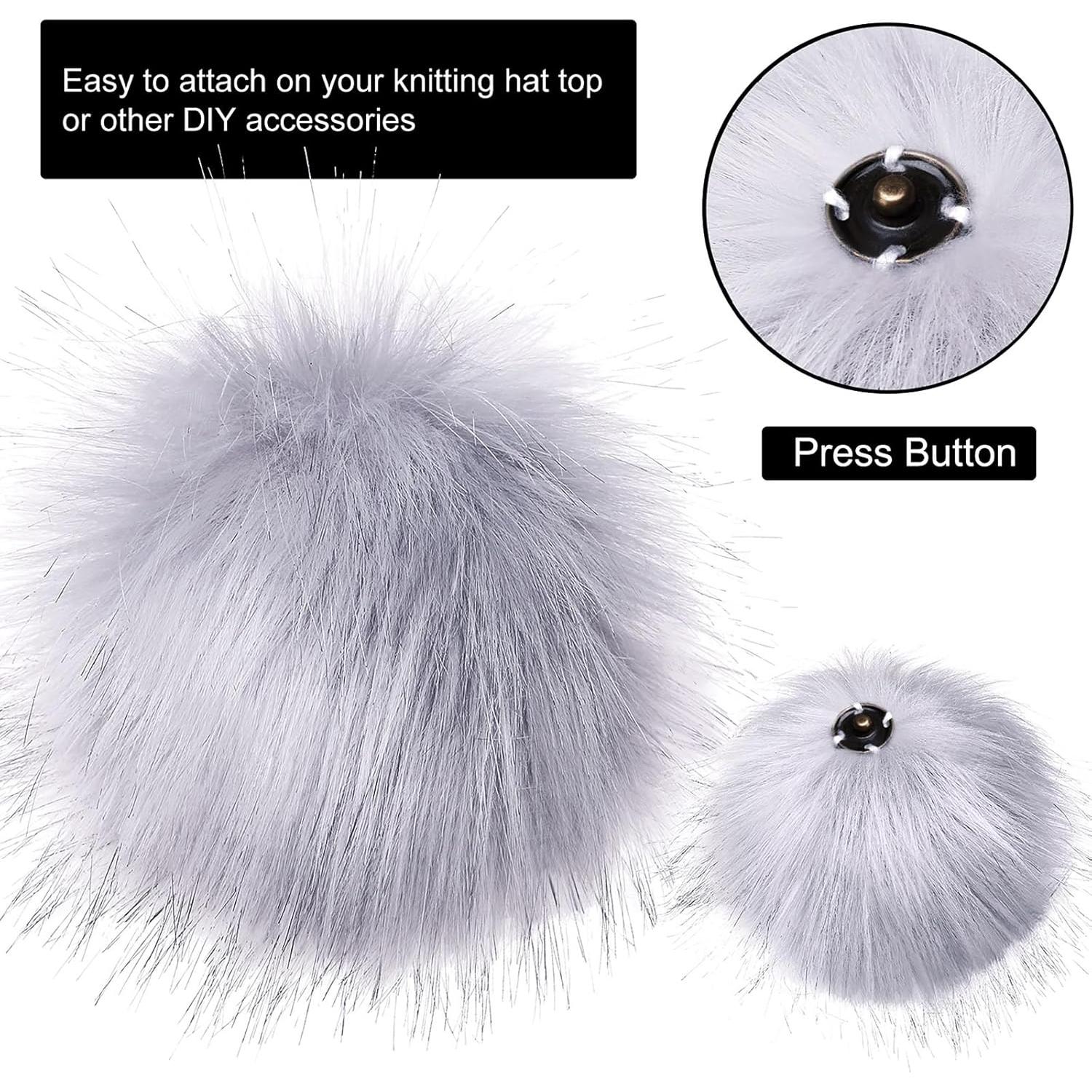 Pompones de Piel Sintética Tatuo 16 Piezas con Botón Presionable