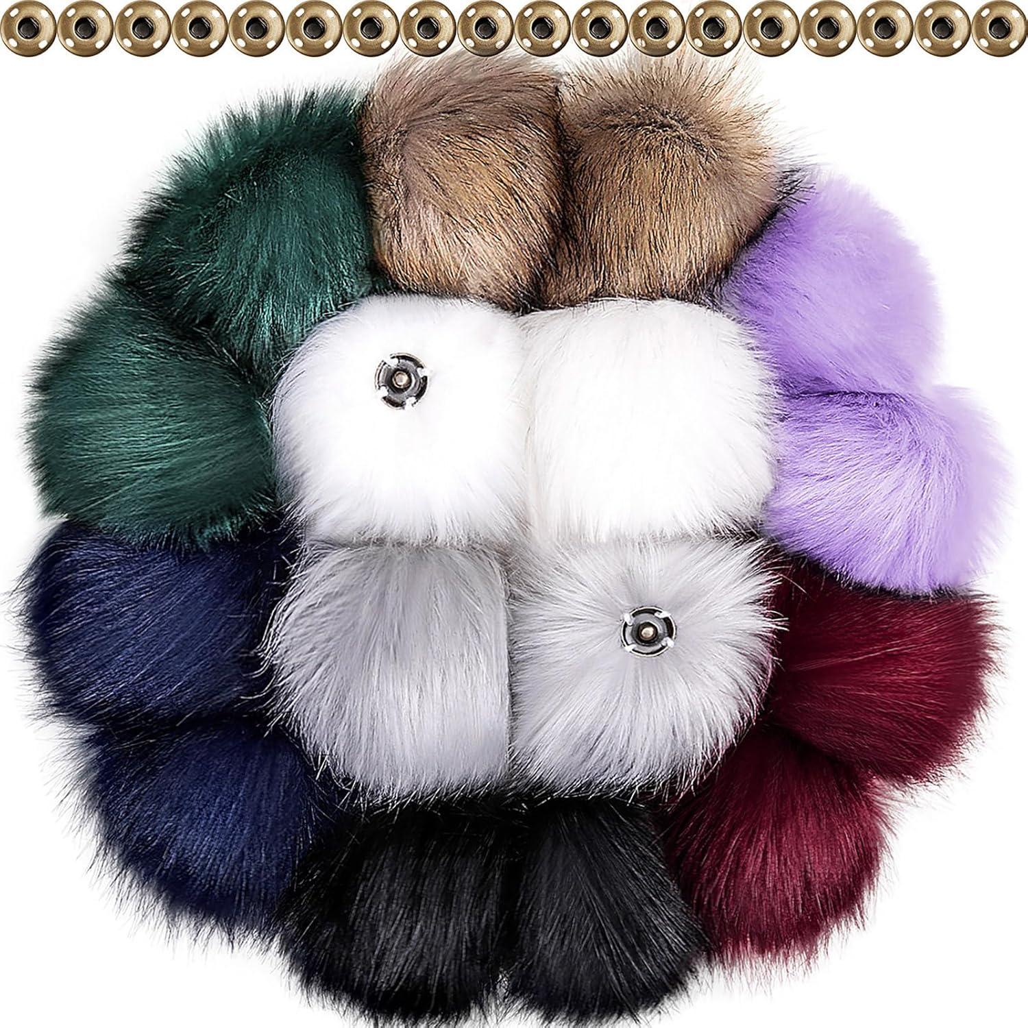 Pompones de Piel Sintética Tatuo 16 Piezas con Botón Presionable