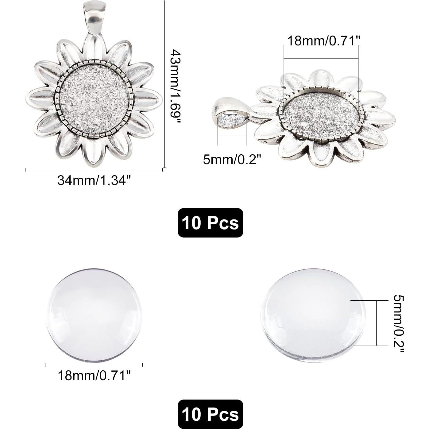 NBEADS 10 Conjuntos de Pendientes Flor de Sol con Cabochones