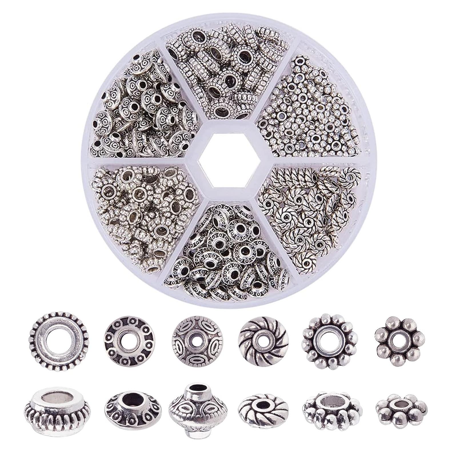 300 Piezas Espaciadores de Perlas PH PandaHall Plata Antigua