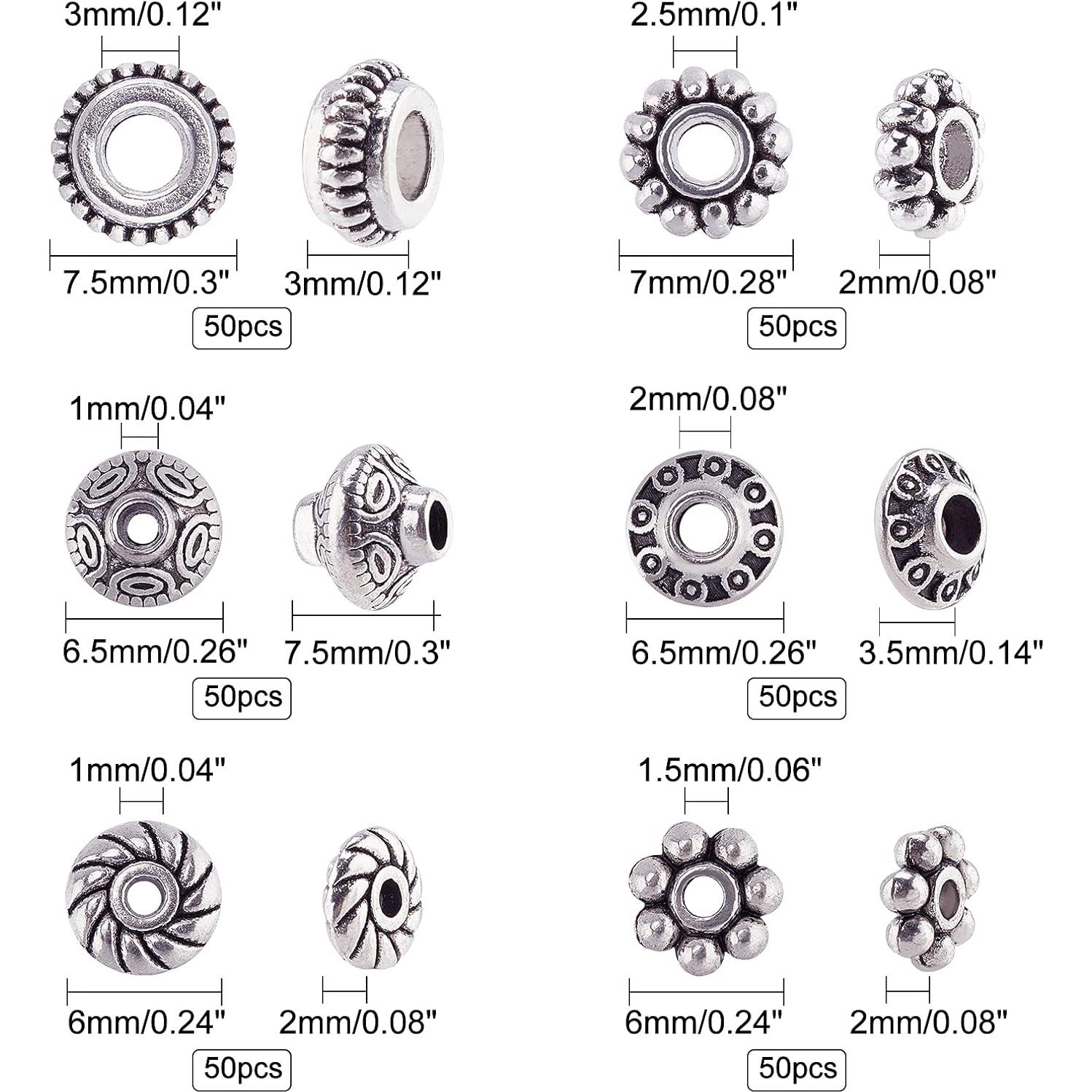 300 Piezas Espaciadores de Perlas PH PandaHall Plata Antigua