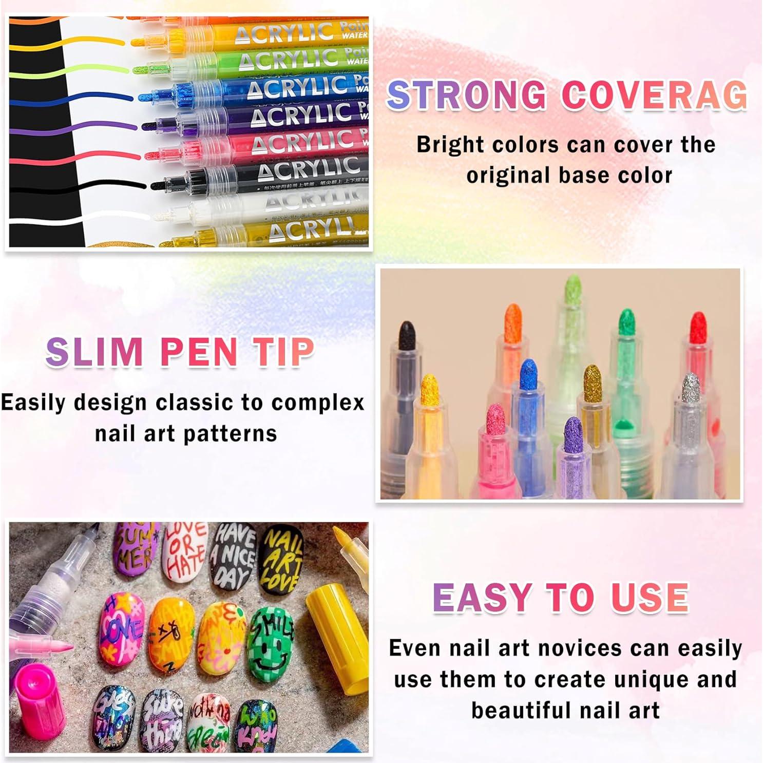 Juego de 12 Lápices de Arte para Uñas IONSGAKO Secado Rápido