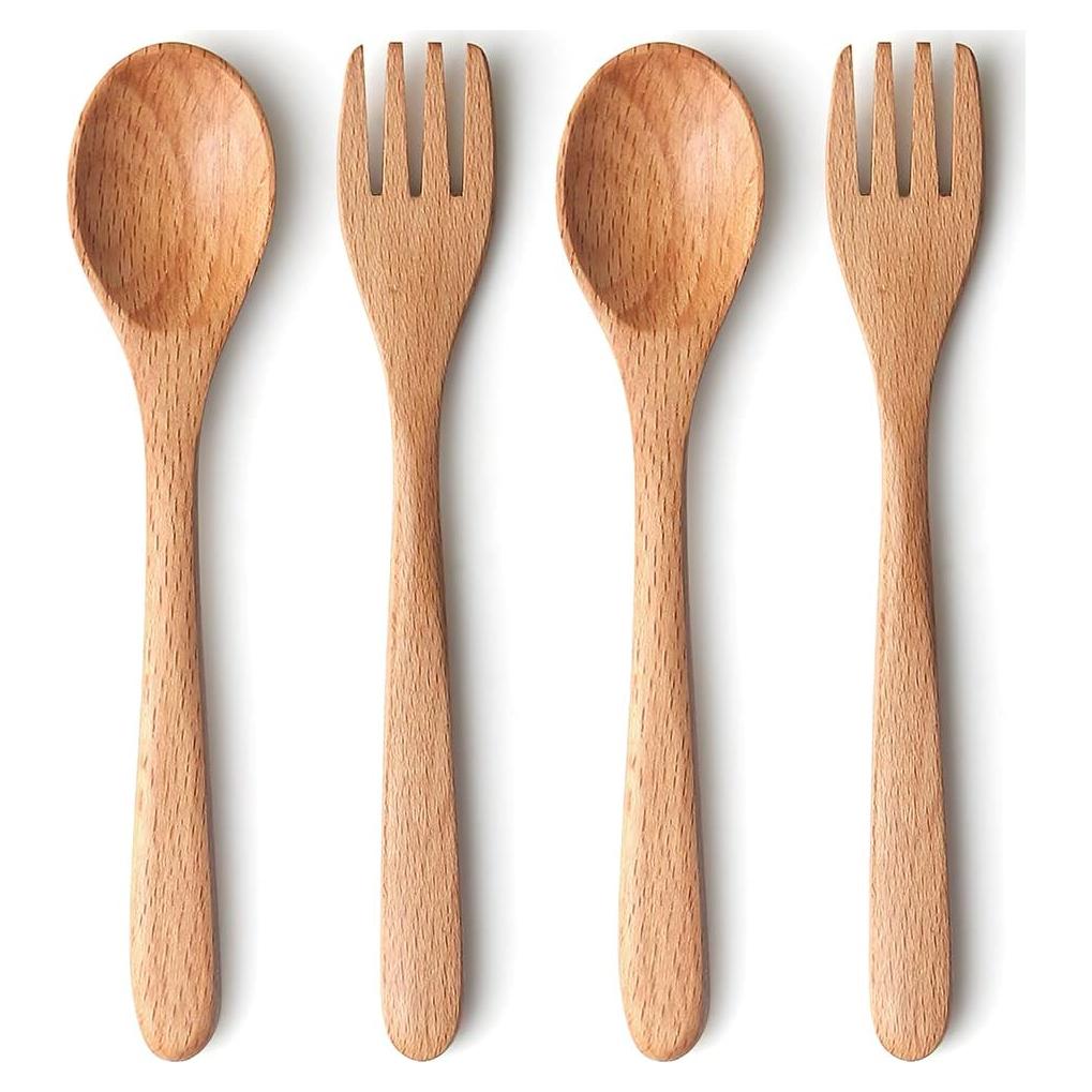 Set de Cubiertos de Madera para Niños YFWOOD - 4 Piezas