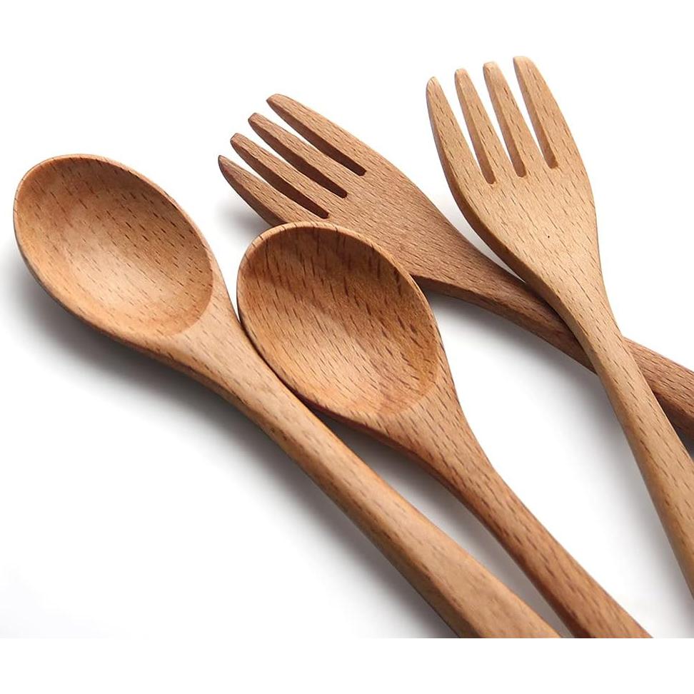 Set de Cubiertos de Madera para Niños YFWOOD - 4 Piezas
