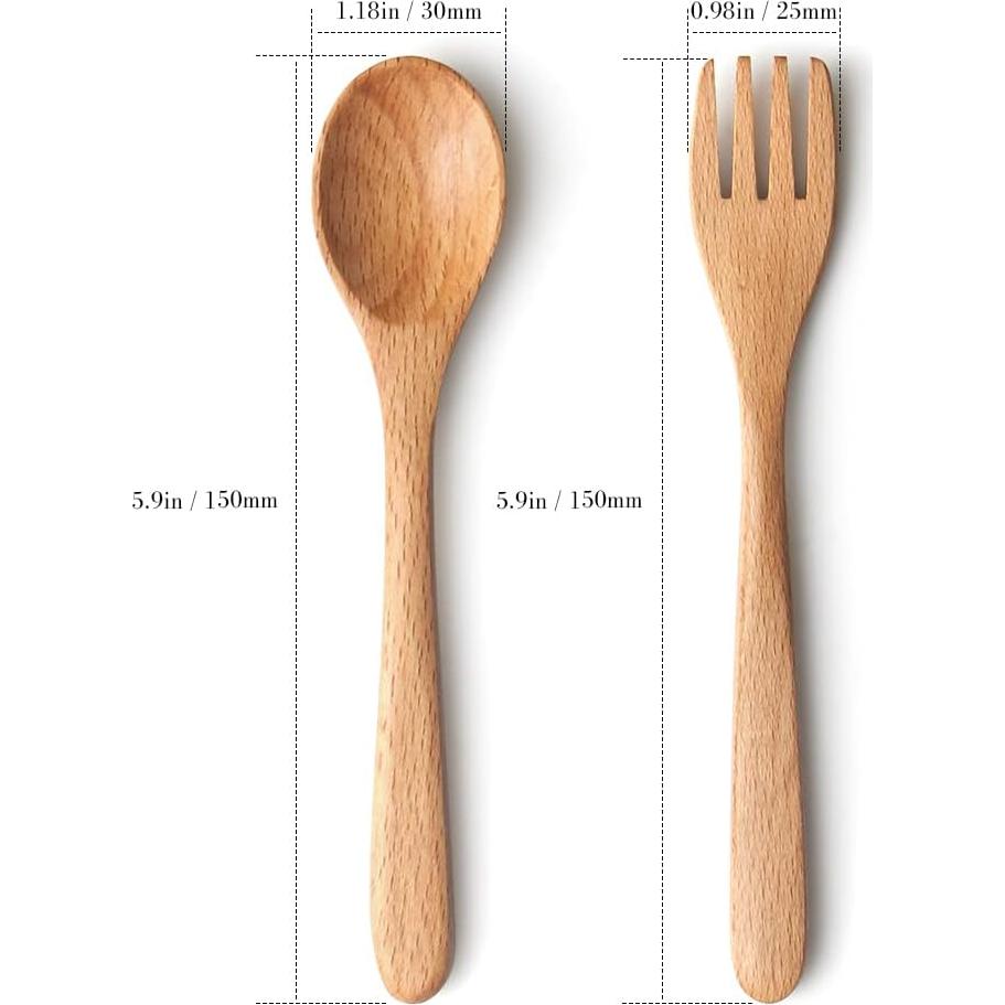 Set de Cubiertos de Madera para Niños YFWOOD - 4 Piezas
