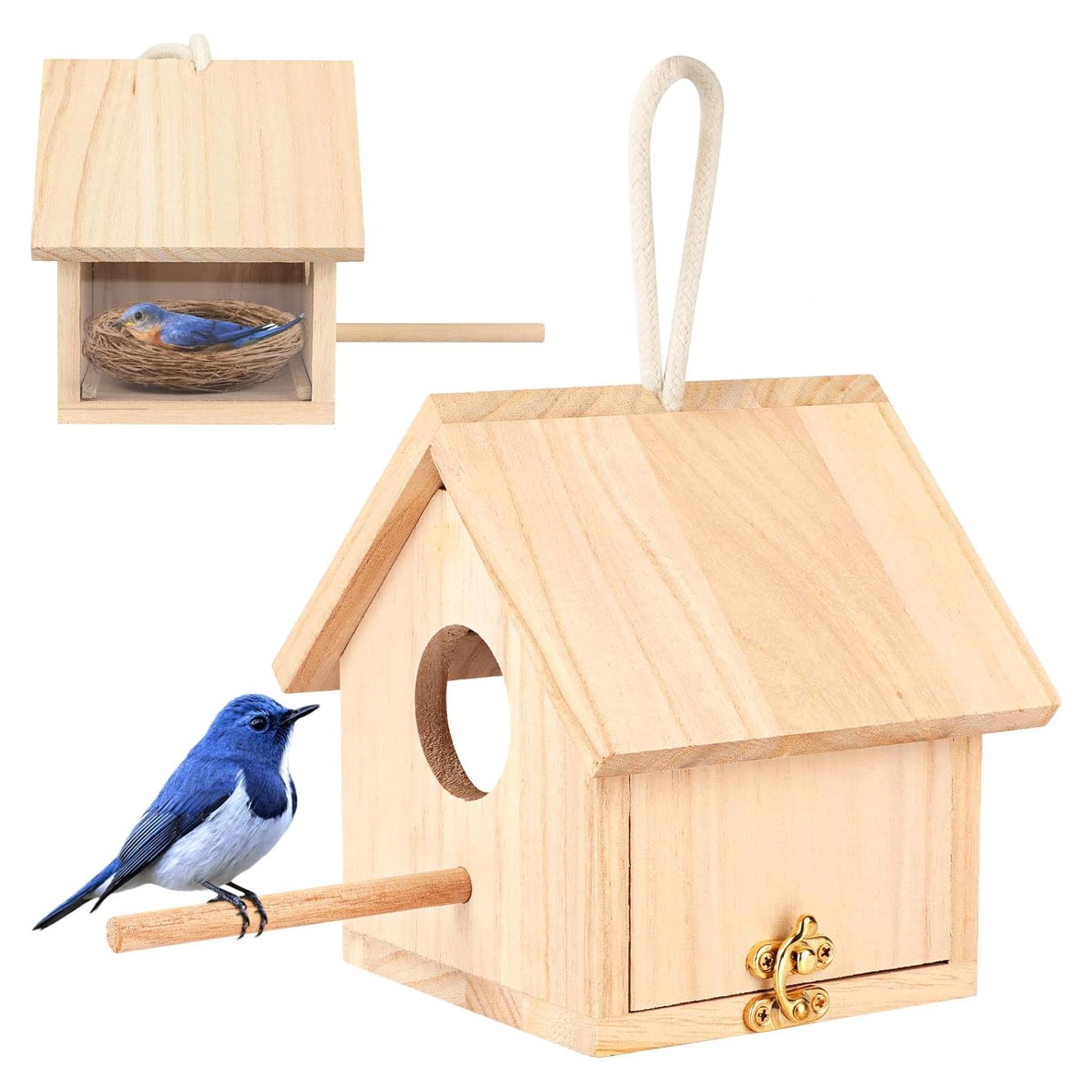 Casa de Aves Exterior YUEPET de Madera Transparente 10.9x10.9cm