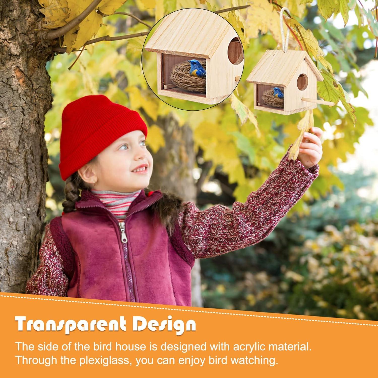 Casa de Aves Exterior YUEPET de Madera Transparente 10.9x10.9cm