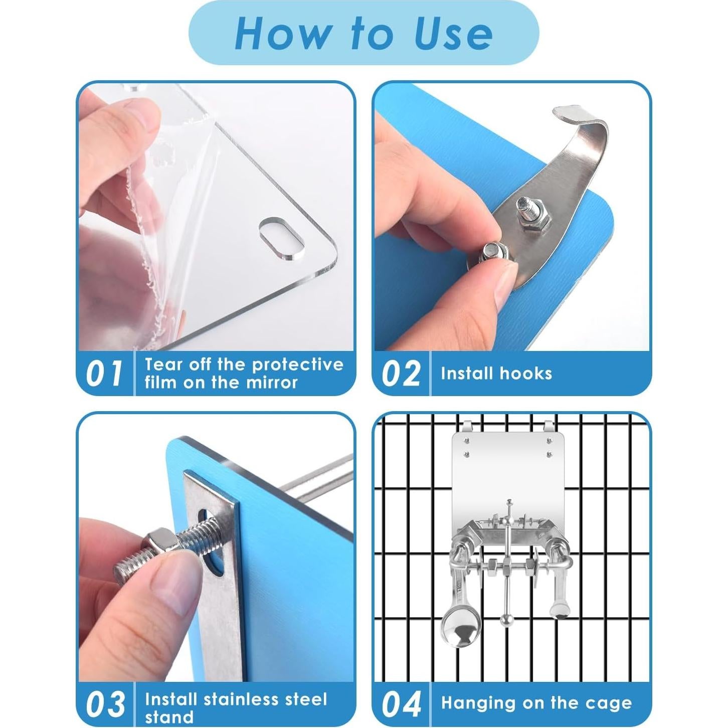 Juguete para Aves Bissap Espejo Acero Inoxidable 15x15cm