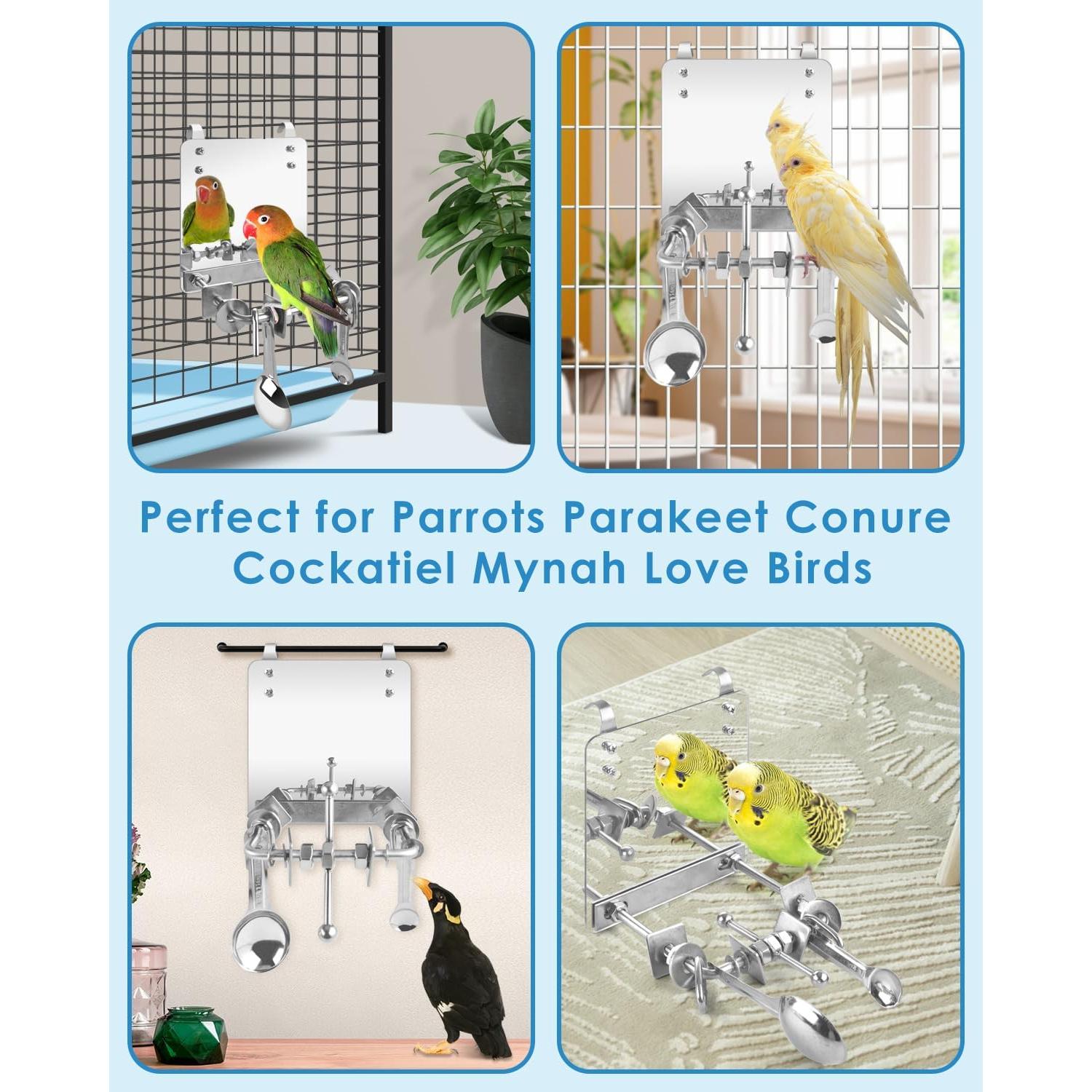 Juguete para Aves Bissap Espejo Acero Inoxidable 15x15cm