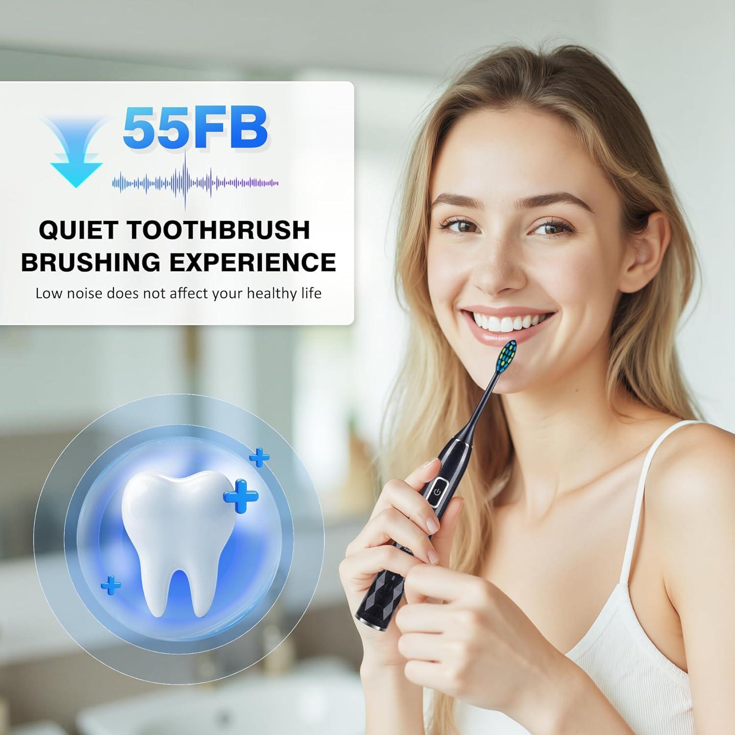 Cepillo de Dientes Eléctrico ZUAMEGU Sonic 5 Modos IPX7 6 Cabezas