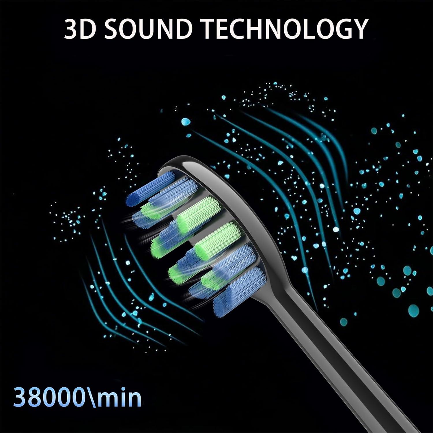 Cepillo de Dientes Eléctrico ZUAMEGU Sonic 5 Modos IPX7 6 Cabezas