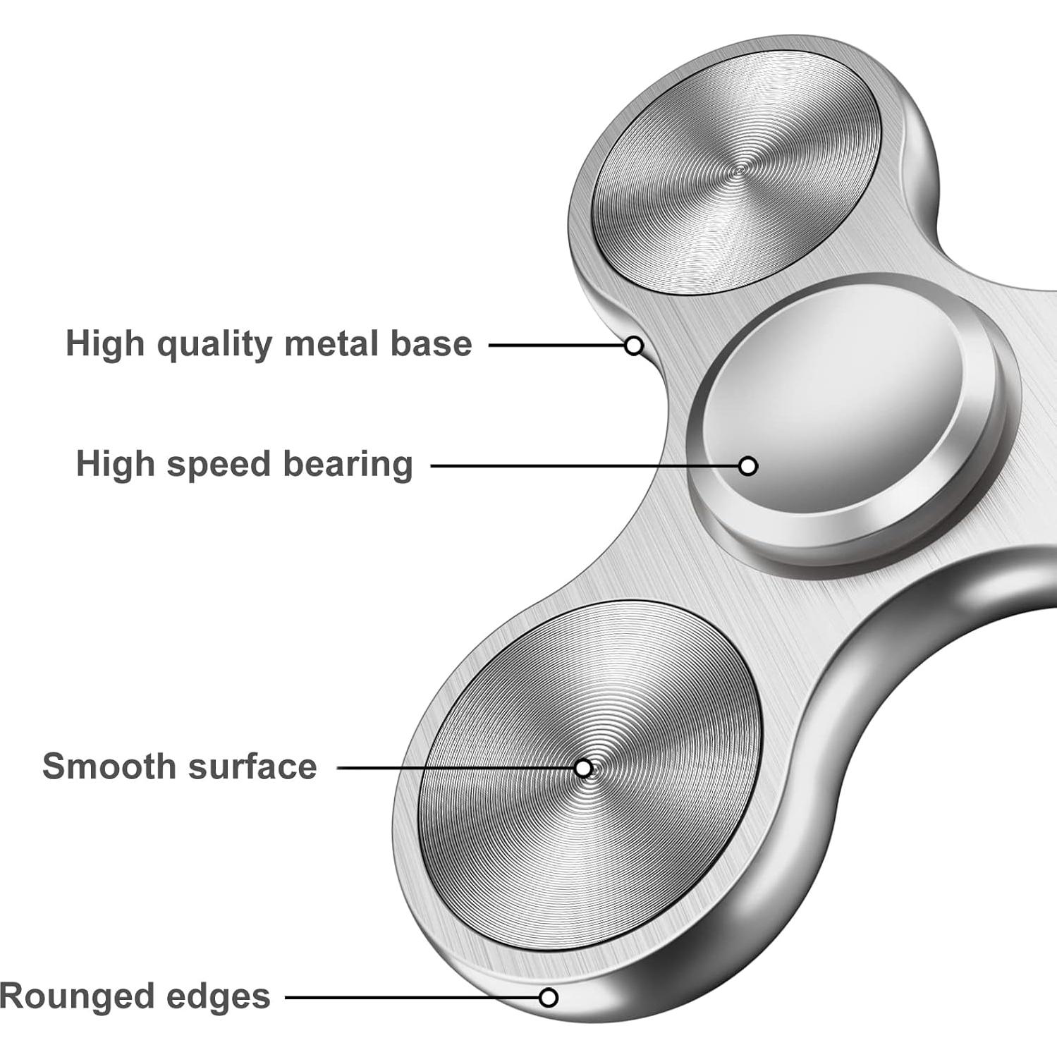 ATESSON Fidget Spinner Metálico Plata 7.29x6.99cm Alta Velocidad